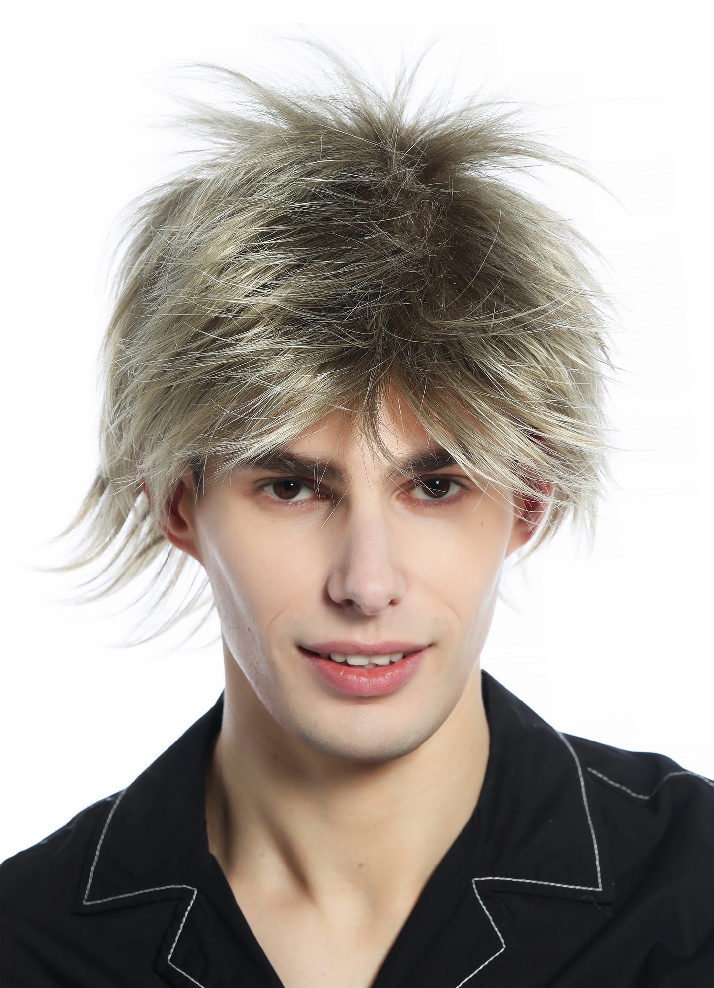 Wig Men Women Halloeen short wild unruly 80s retro style mixed blond M-261 , front view, WIG ME UP: Your Perücken Online Shop Quality Wigs, Unisex, Blondmix, straight, short