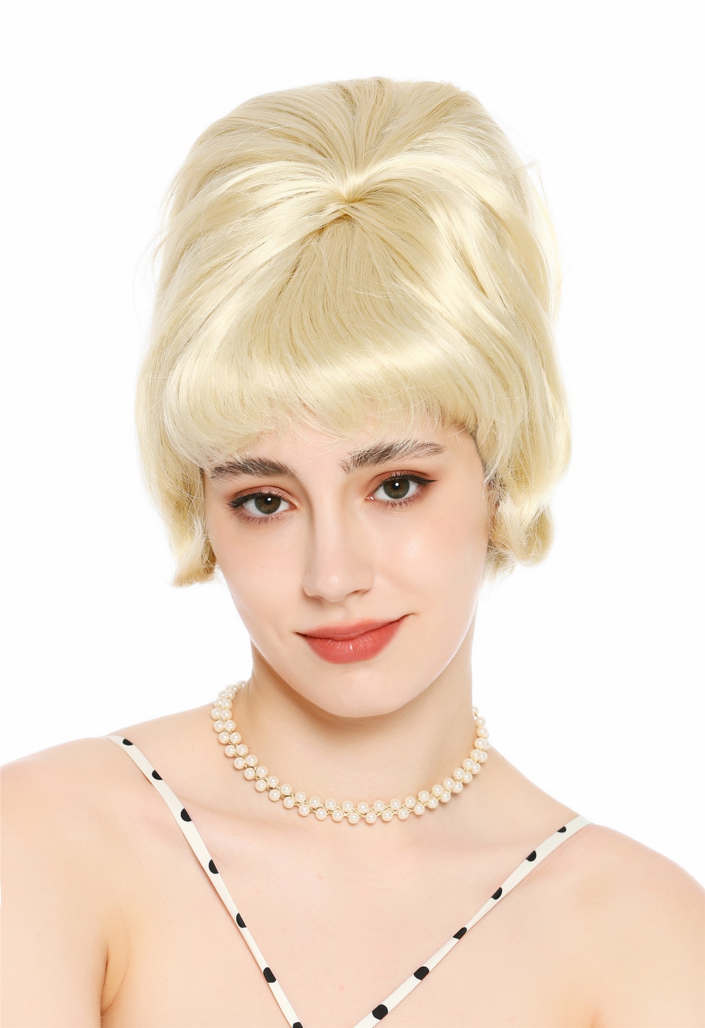 Perücke Damen Retro Vintage 50er 60er Beehive hochtoupiert Hellblond Platinblond DW3436-613