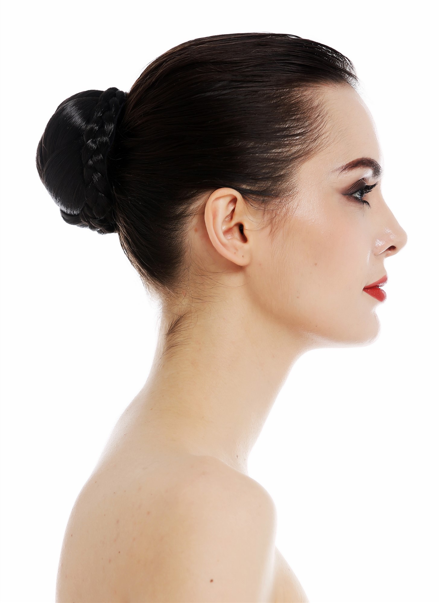 Dutt Haardutt Haarknoten Chignon traditionell geflochten Schwarzbraun TC-2048-2, Ansicht 3, WIG ME UP: Ihr Perücken Online Shop geflochtener Dutt Haarteil Schwarzbraun