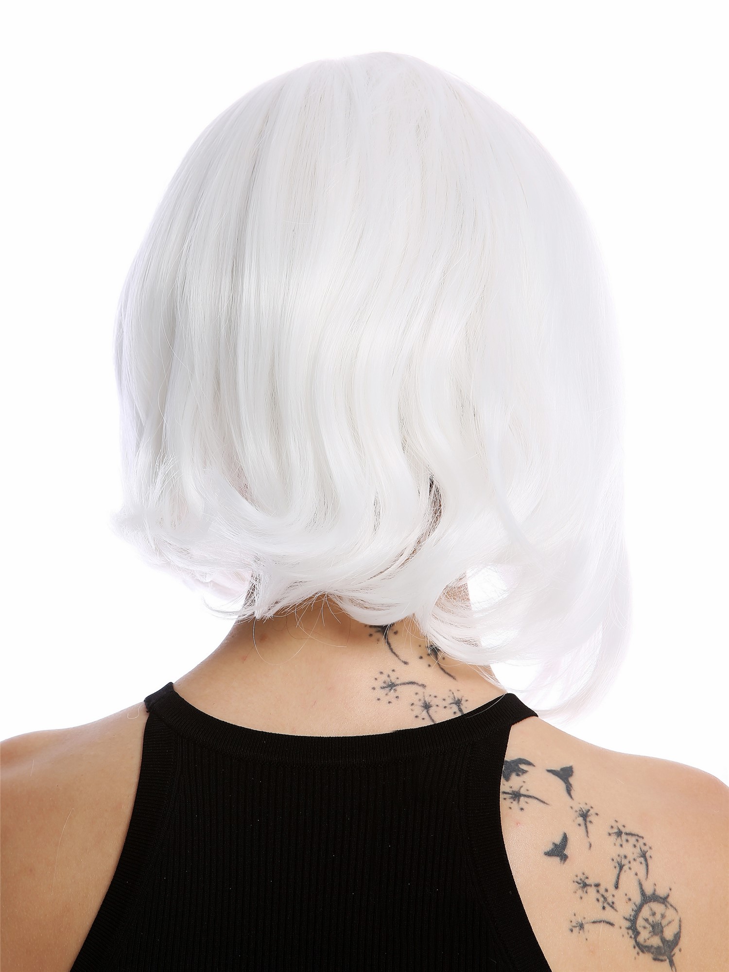 hochwertige Qualitätsperücken, Perücke kurz Longbob Mittelscheitel glatt Weiß YZF-4360-1001, Ansicht 4, WIG ME UP: Ihr Perücken Online Shop glatte Tressen-Perücke mit Kopfhaut-Imitat Weiß kurze Haare für Damen