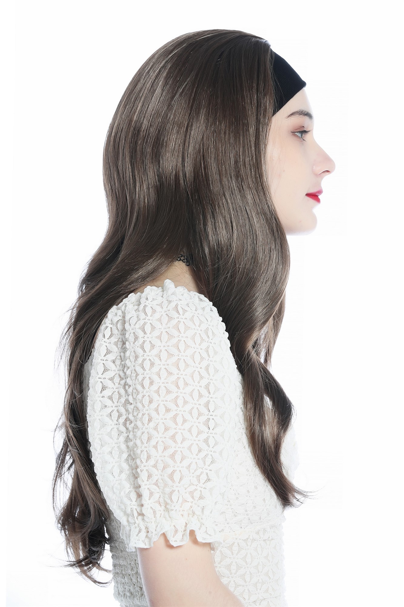 Lady wig half wig black headband cool retro long straight golden brown H9306, view 4, WIG ME UP: Your Perücken Online Shop Quality Wigs, Ladies, medium brown, straight, long