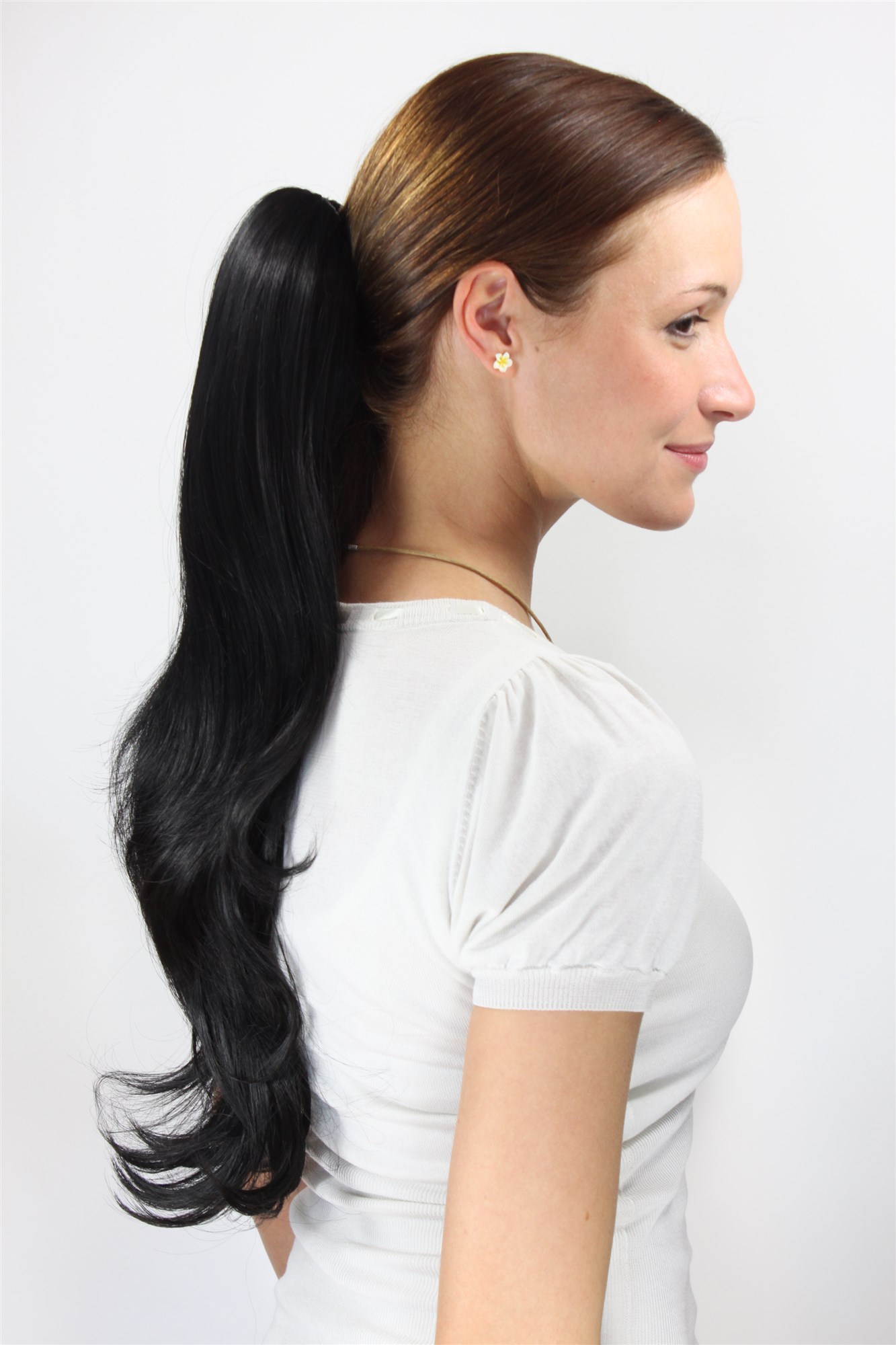 Ponytail/Extension BLACK (1B) straight long 50 cm on Butterfly CLAMP/Claw Grip, view 2, WIG ME UP: Your Perücken Online Shop Ponytails, velvet black, straight, long