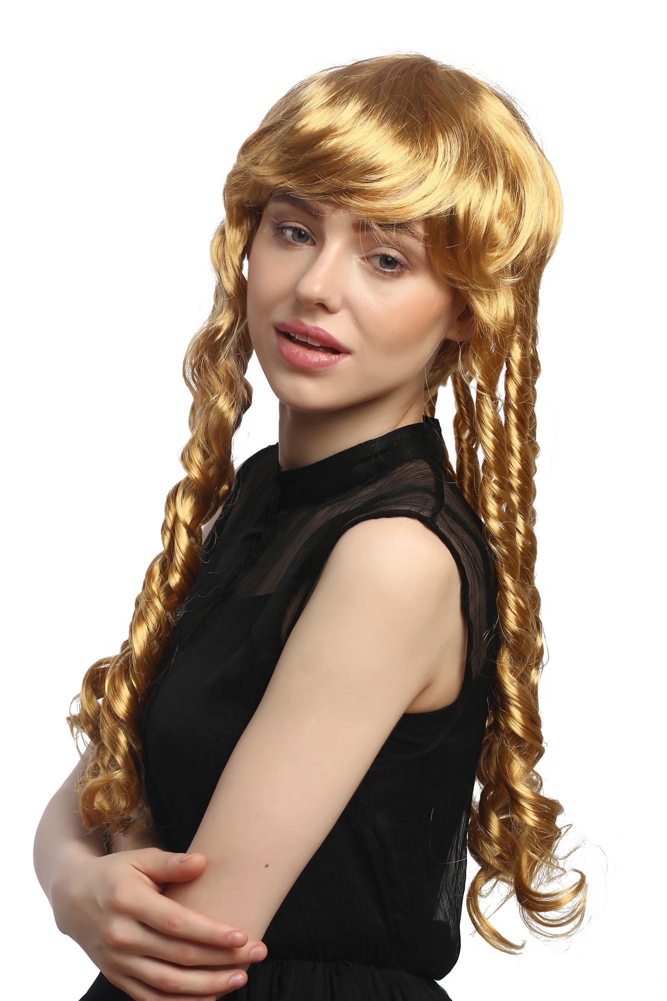 günstige Party Perücke, Perücke Spirallocken Rastazöpfe Blond 3063-P70, Ansicht 3, WIG ME UP: Ihr Perücken Online Shop lockige Party Perücke Blond lange Haare für Damen