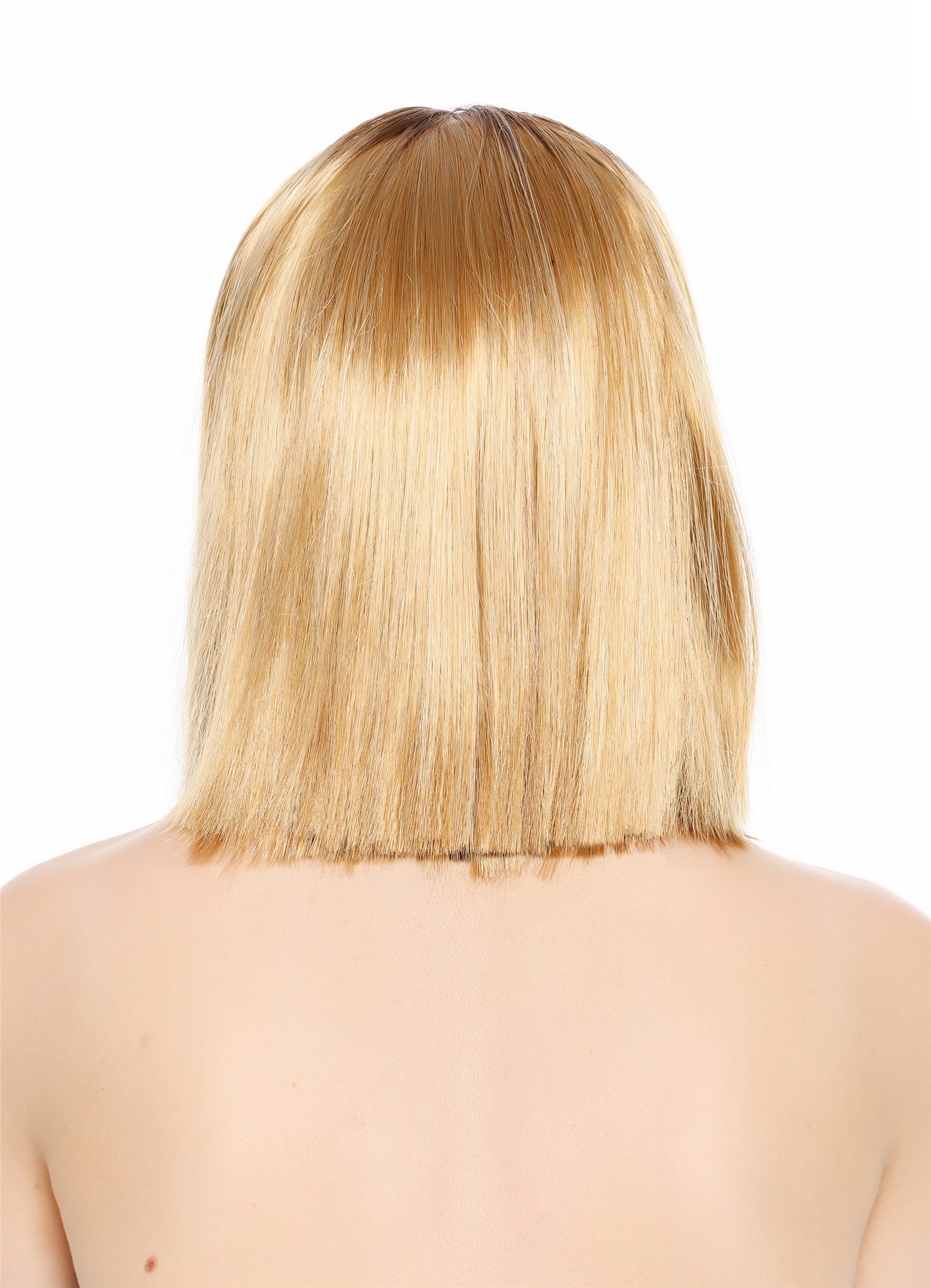 Perücke Damen schulterlang Longbob glatt Mittelscheitelt Ombre Balayage Highlights Braun Blond GFW4029S-124H613+33