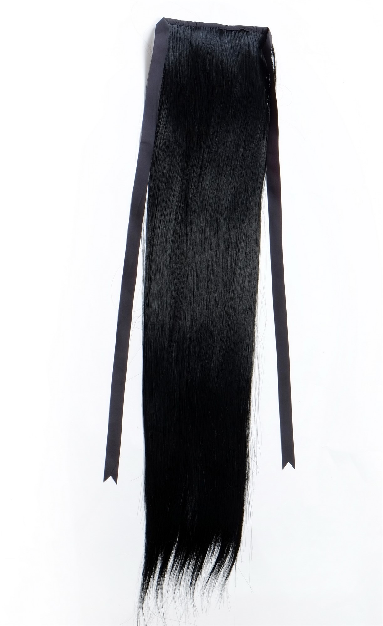 hochwertiges Haarteil glatt lang Befestigung mit Bändchen & Klammer schwarz C9429-1, Ansicht 3, WIG ME UP: Ihr Perücken Online Shop glattes Zopf-Haarteil Schwarz 60 cm lang