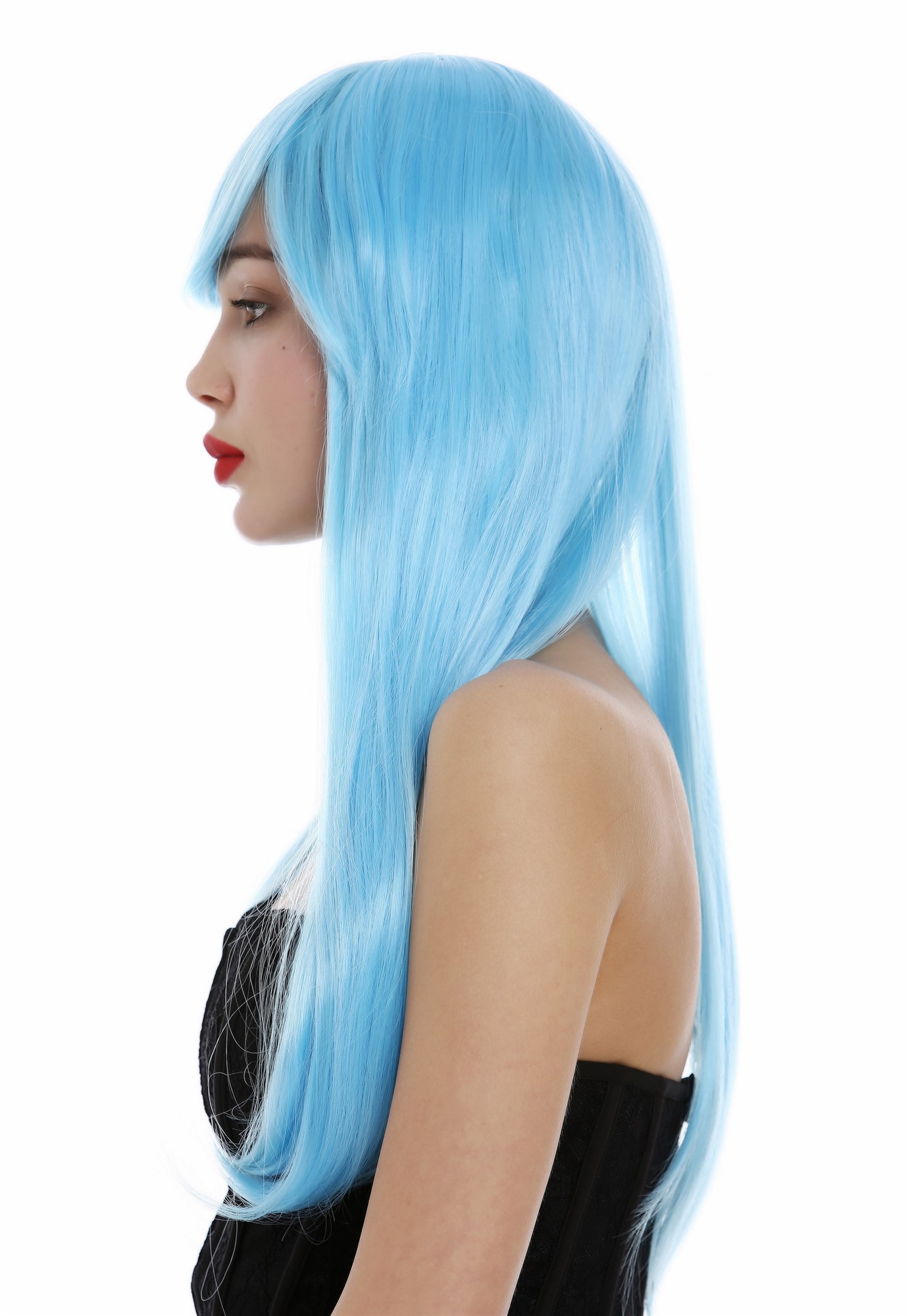 hochwertige Qualitätsperücken, Perücke lang sleek glatt Scheitel hellblau 0825-TF2513B, Ansicht 3, WIG ME UP: Ihr Perücken Online Shop glatte Tressen-Perücke Hellblau lange Haare für Damen