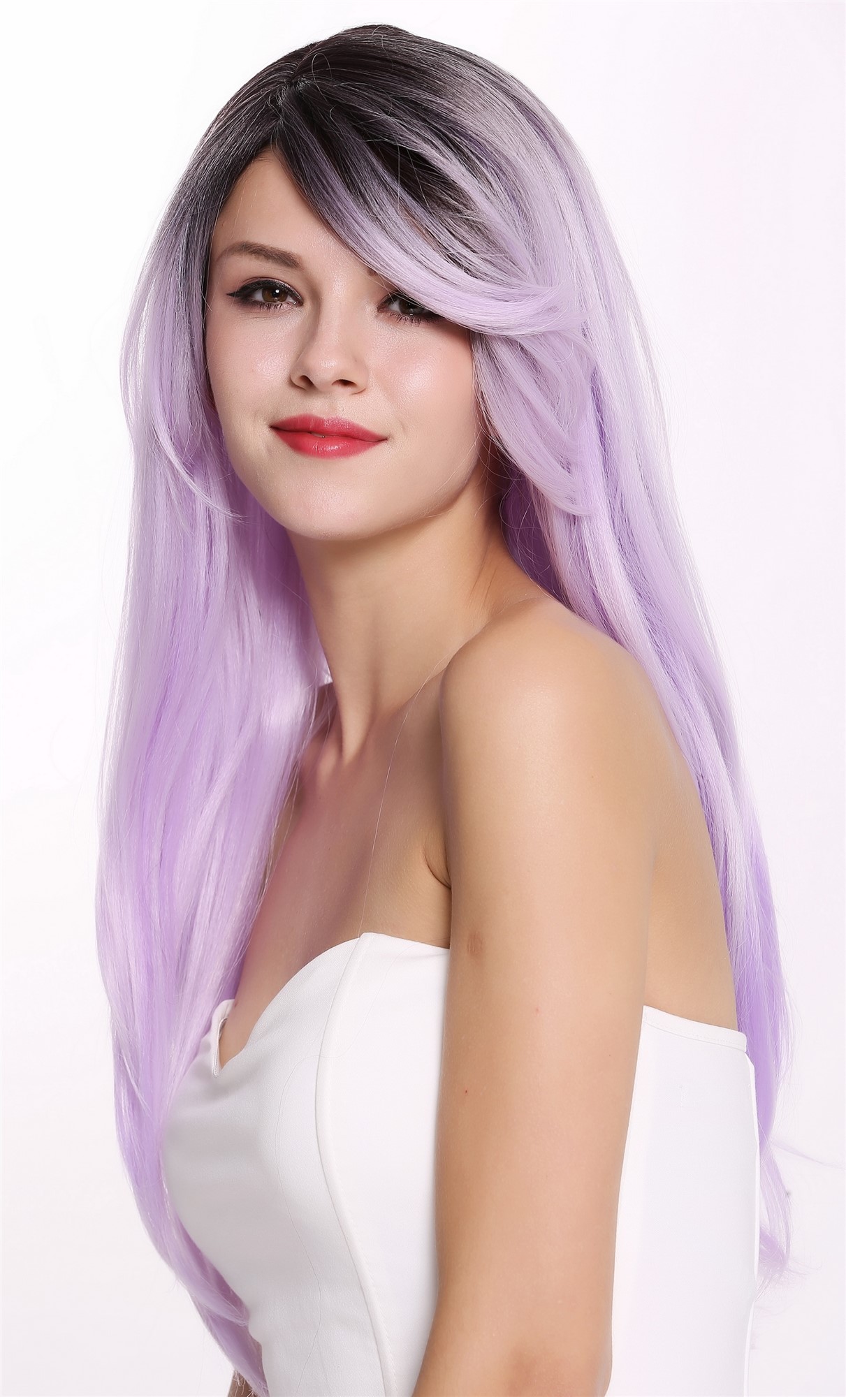 Lady women wig long straight parted ombre dark brown & light purple RGF-6470C, view 3, WIG ME UP: Your Perücken Online Shop Quality Wigs, Ladies, dark brown light purple, straight, long