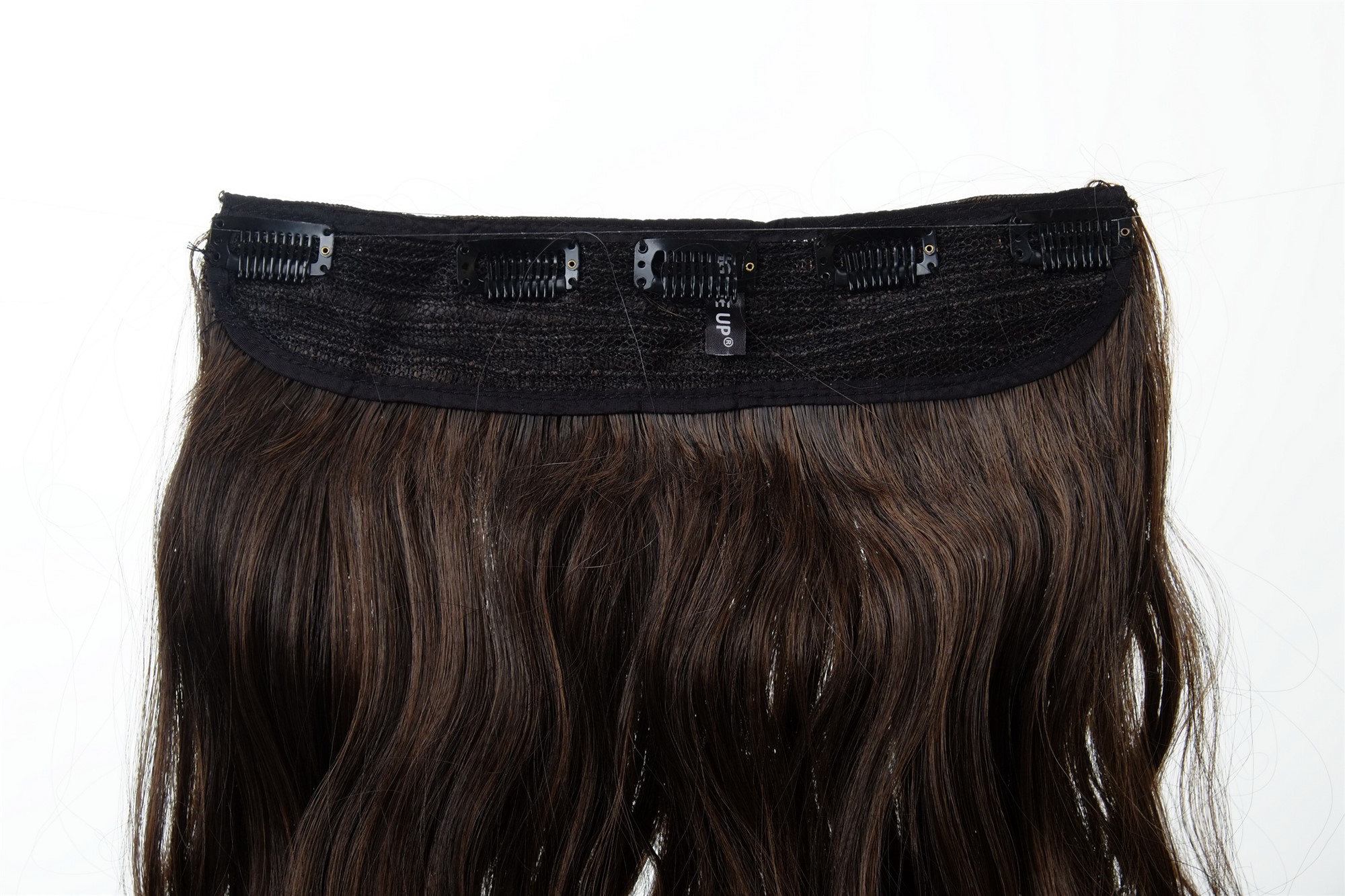 5 Clip-In Extension lockig Ombre Braun YZF-3180P-4/12, Ansicht 3, WIG ME UP: Ihr Perücken Online Shop wellige Halbperücke Dunkelbraun-Goldbraun-Mix 50 cm lang