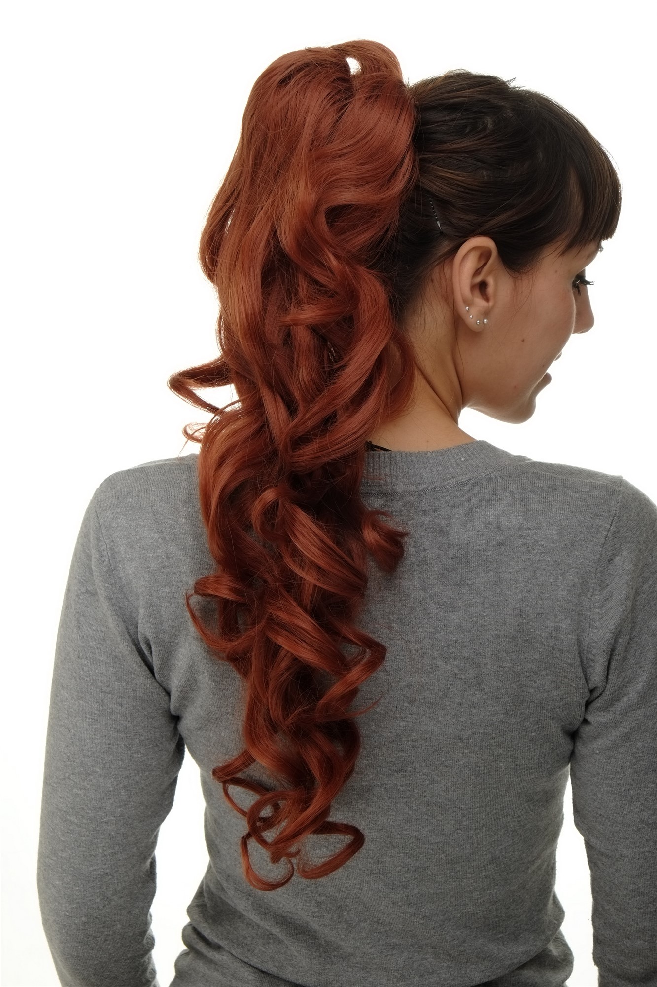 Ponytail clamp combs draw string curled voluminous long dark copper red WK08, view 5, WIG ME UP: Your Perücken Online Shop Ponytails, copper, curled, long