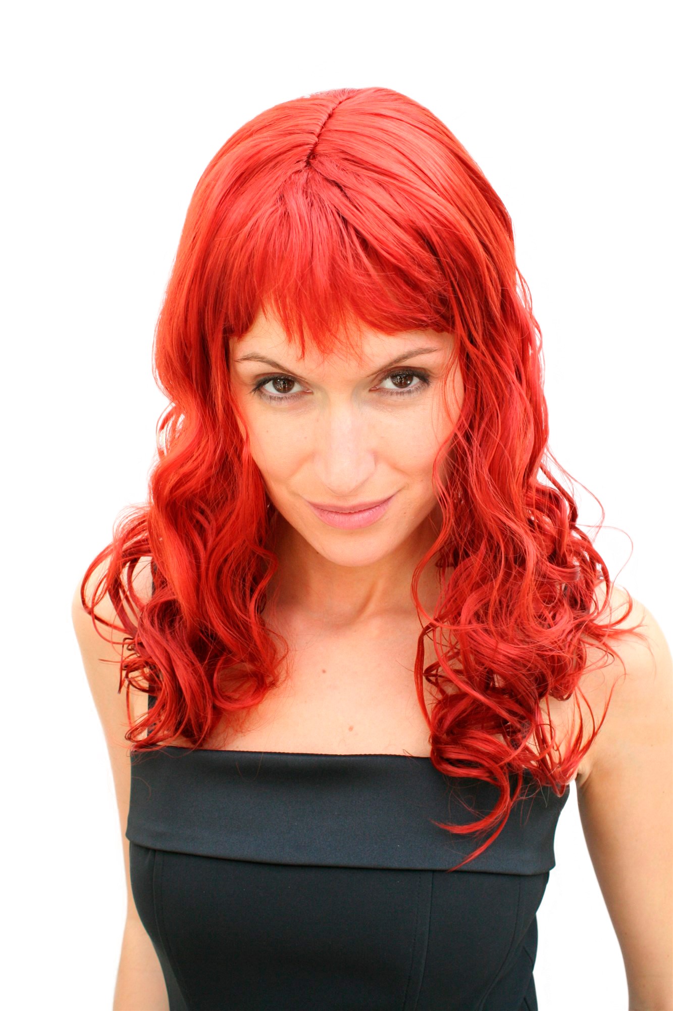 günstige Party Perücke, Perücke ROT Feurig Vamp Diva Locken LM-142-KII135, Vorderansicht, WIG ME UP: Ihr Perücken Online Shop lockige Party Perücke Rot lange Haare für Damen