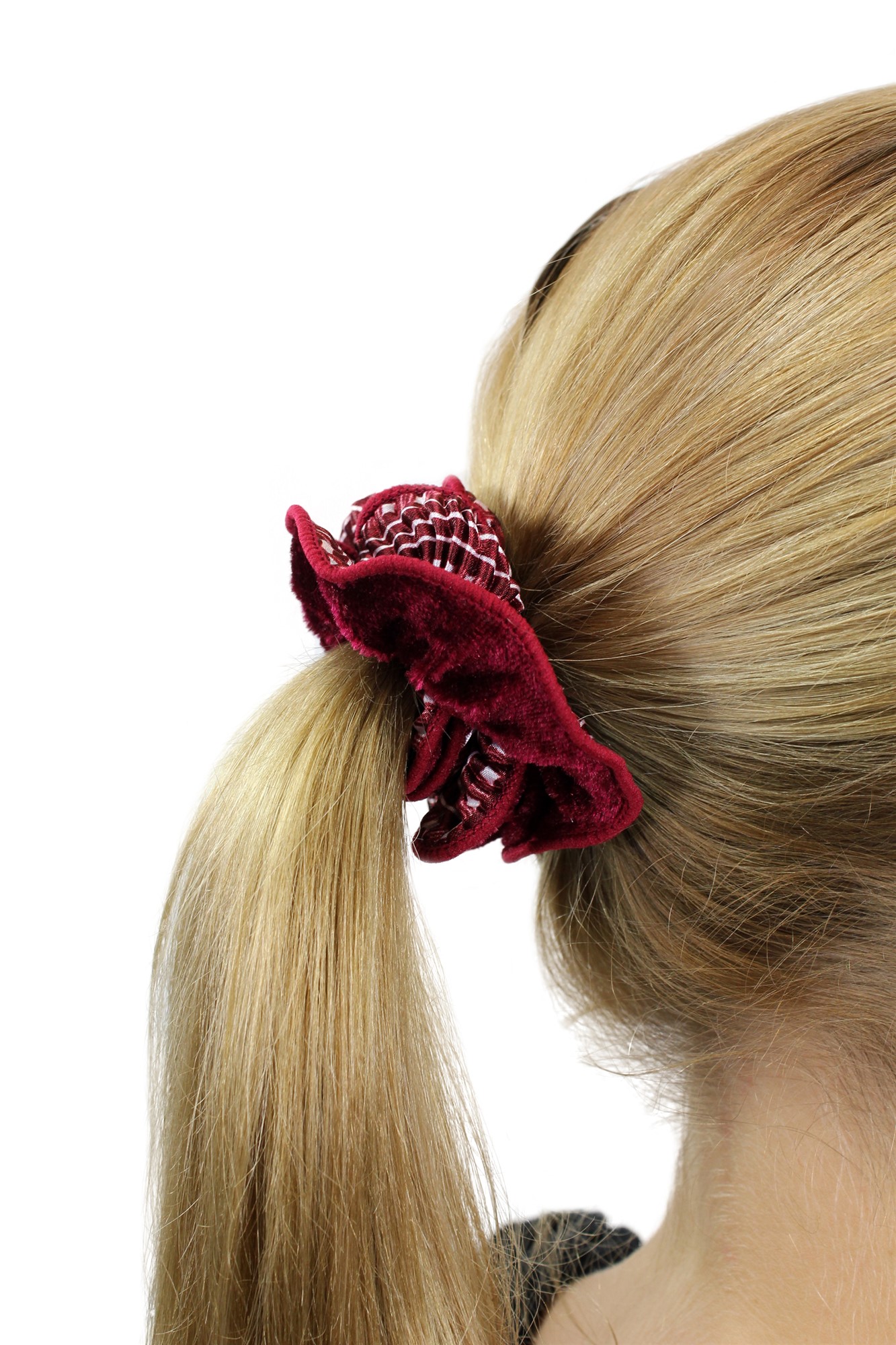 Haarband/Scrunchy Ziehharmonika Rot Z011, Vorderansicht, WIG ME UP: Ihr Perücken Online Shop Scrunchie Haar-Gummi