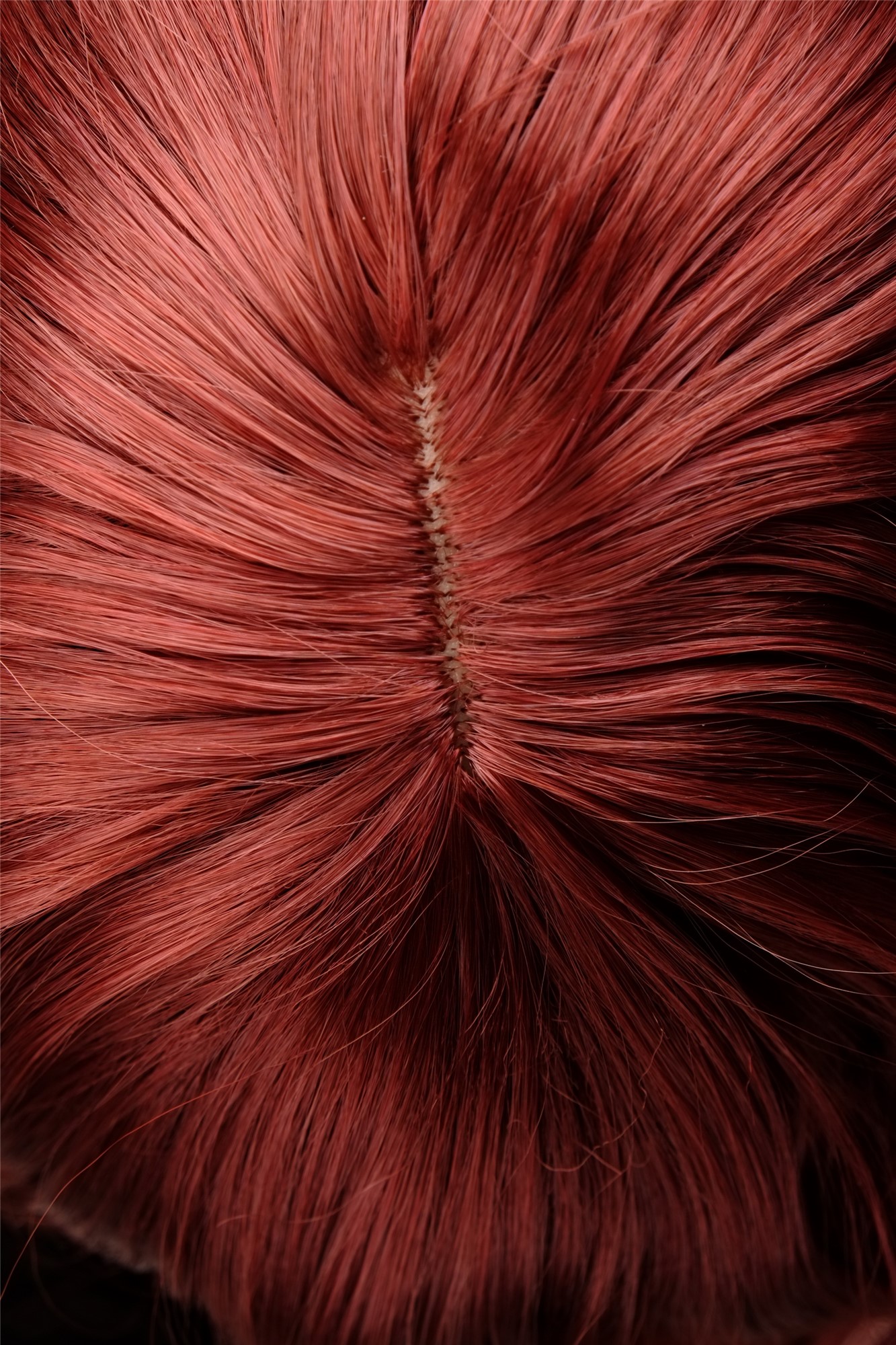 hochwertige Qualitätsperücken, Wellige halblange Damen Perücke Rot Dunkel-Kupferrot 5019-135, Ansicht 5, WIG ME UP: Ihr Perücken Online Shop wellige Tressen-Perücke mit Kopfhaut-Imitat Dunkel-Kupferrot lange Haare für Damen