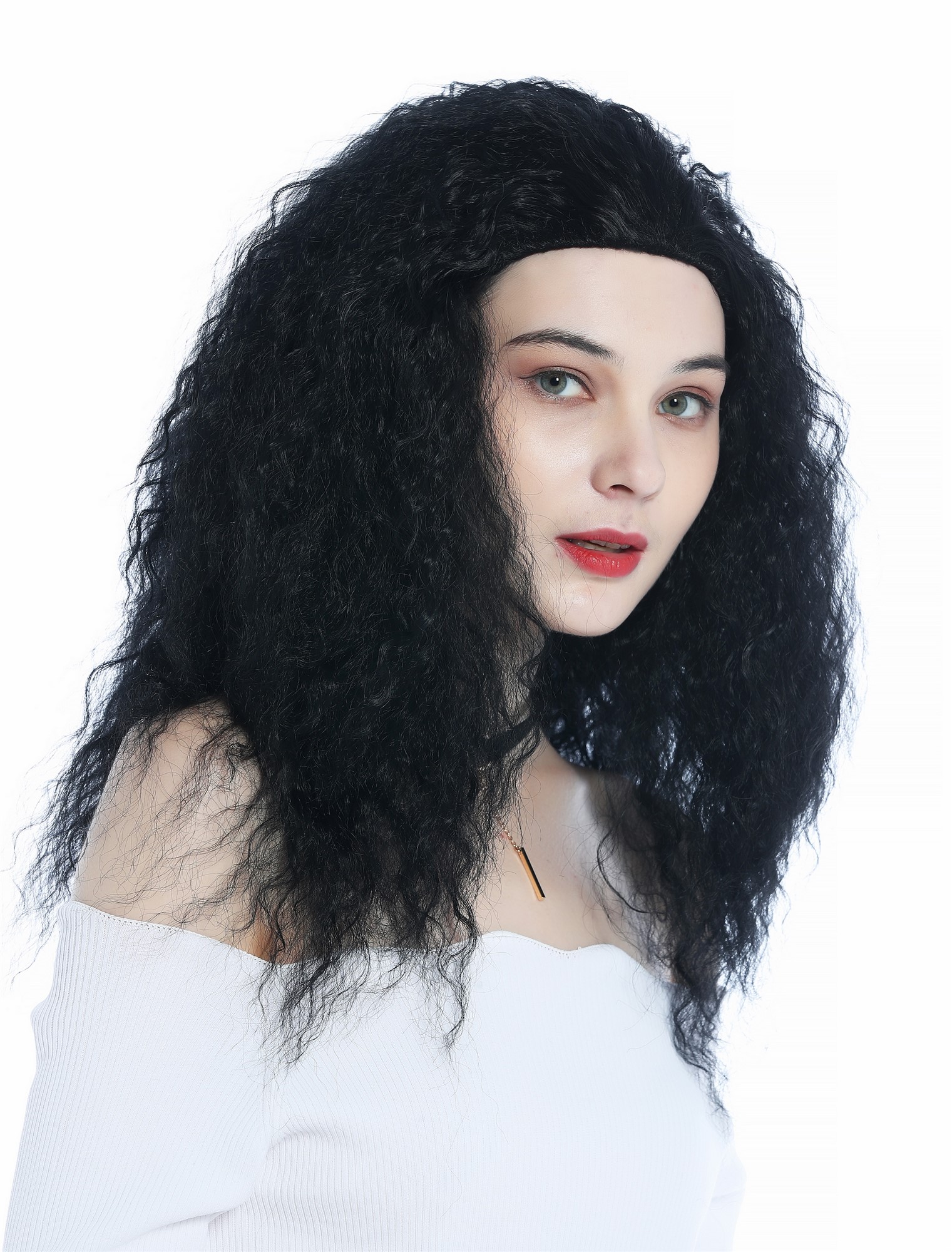 hochwertige Qualitätsperücken, Perücke lang voluminös kraus Krepplocken schwarz ZM-1022-1, Ansicht 5, WIG ME UP: Ihr Perücken Online Shop wellige Tressen-Perücke Schwarz lange Haare für Damen