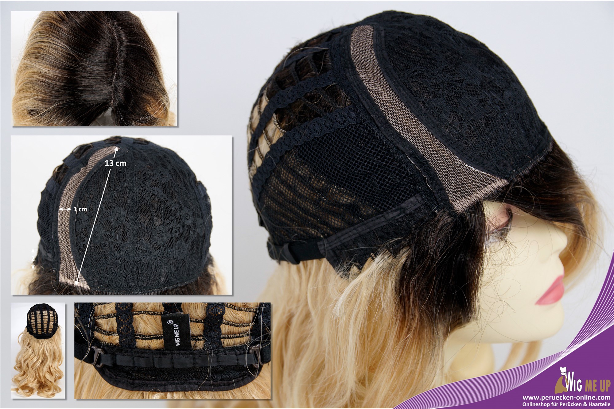 wellige Tressen-Perücke mit Front-Lace Blond-Braun-Mix lange Haare für Damen