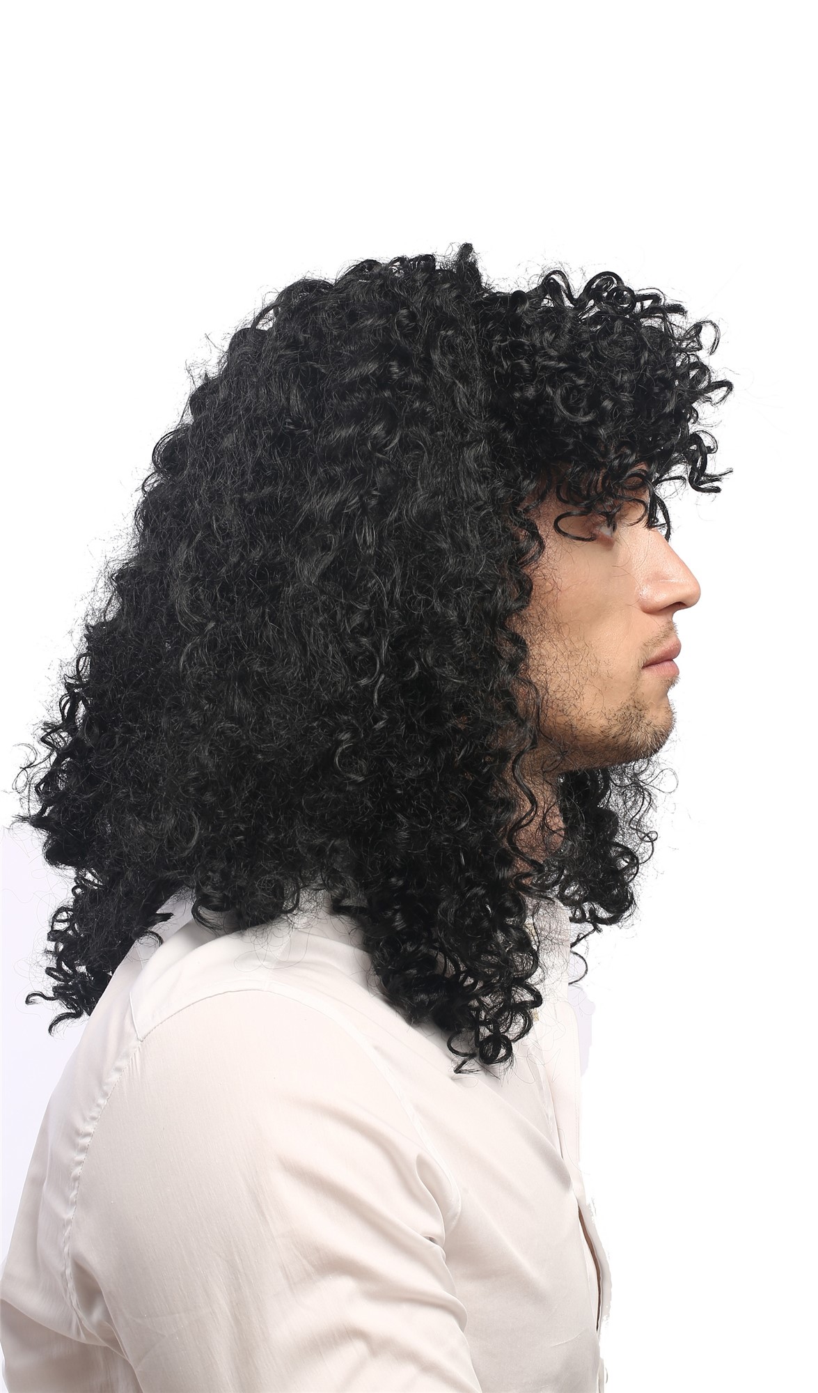 lockige Party Perücke Schwarz lange Haare Unisex