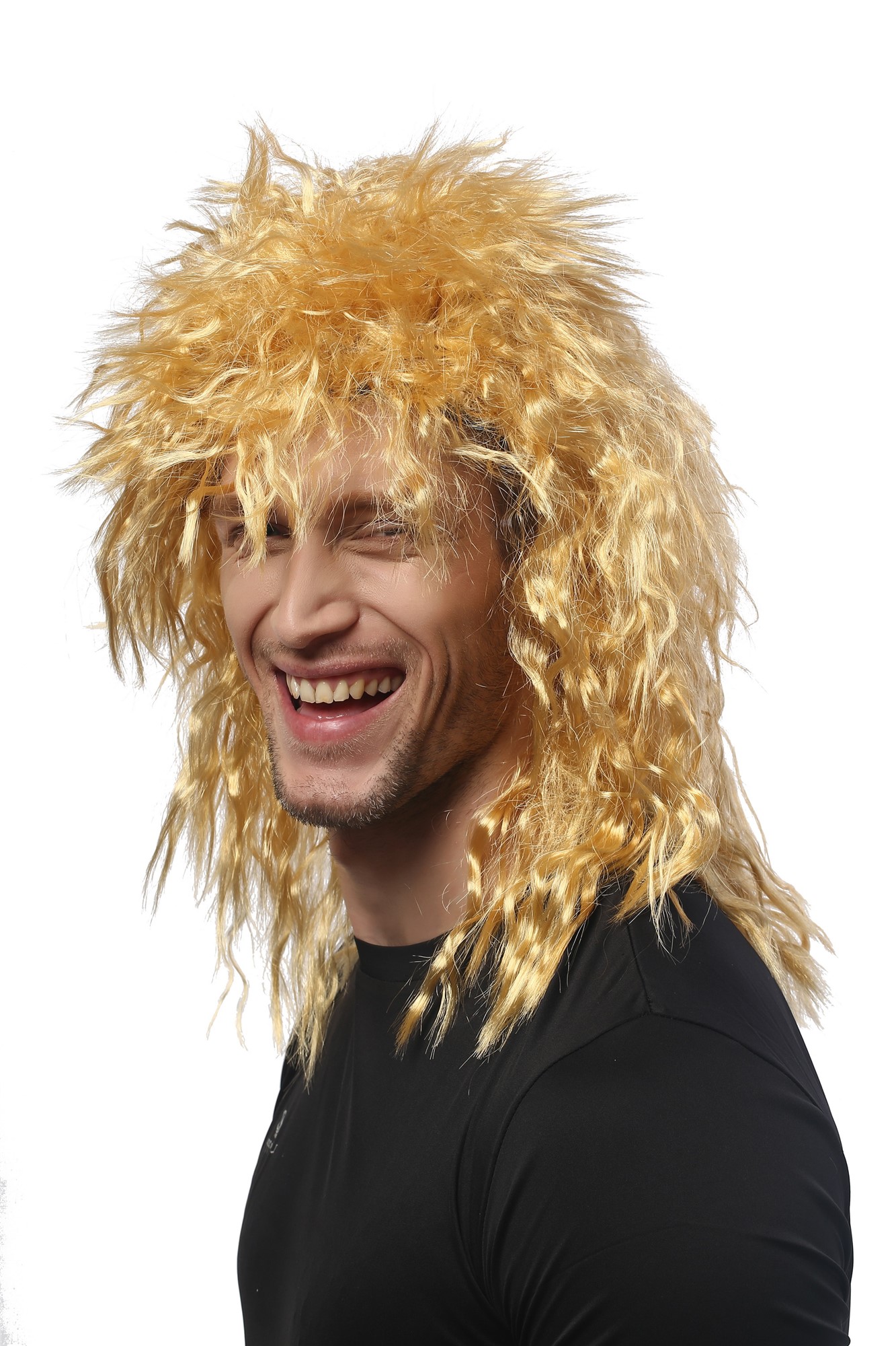 Lady or Man Party Wig Fancy Dress blond Lions Mane Hardrock heavy Metal mullet kinks kinked wild, view 3, WIG ME UP: Your Perücken Online Shop Party Wig, Unisex, Blonde, curled, shoulder-length