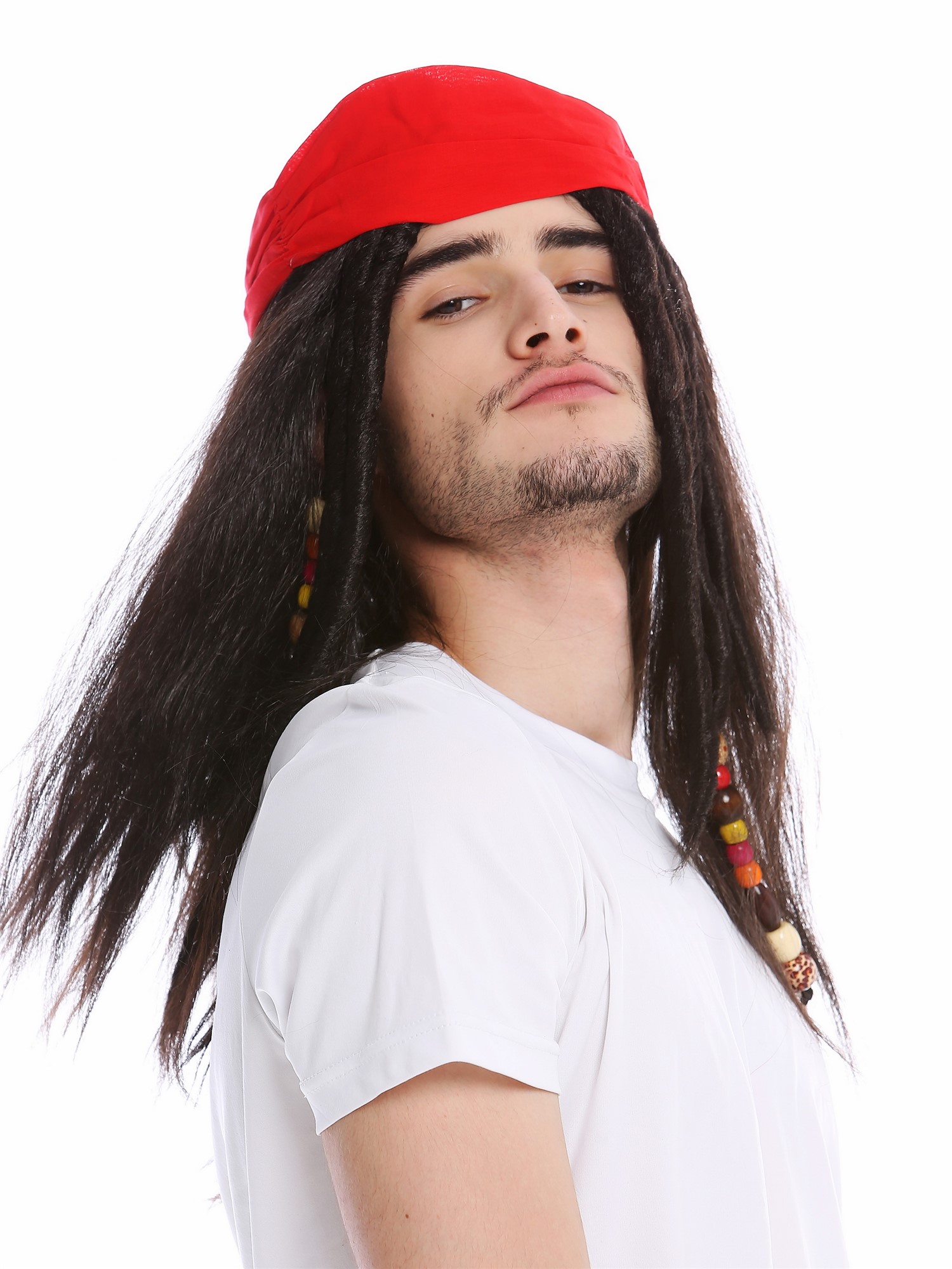 günstige Party Perücke, Perücke Pirat Kopftuch Dreadlocks Dunkelbraun 91531-ZA1, Ansicht 3, WIG ME UP: Ihr Perücken Online Shop glatte Party Perücke Schwarz,Dreads lange Haare Unisex