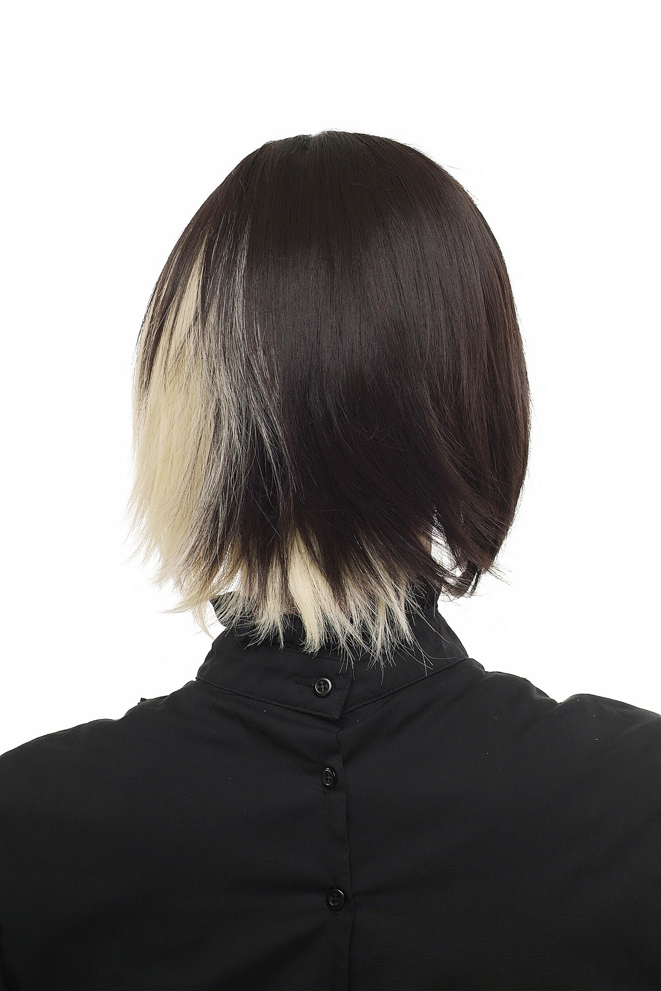 hochwertige Qualitätsperücken, Damen Perücke Zweifarbig Braun-Blond Mittelscheitel kurz 1241-05/002, Ansicht 4, WIG ME UP: Ihr Perücken Online Shop glatte Tressen-Perücke mit Kopfhaut-Imitat braun-blond kurze Haare für Damen