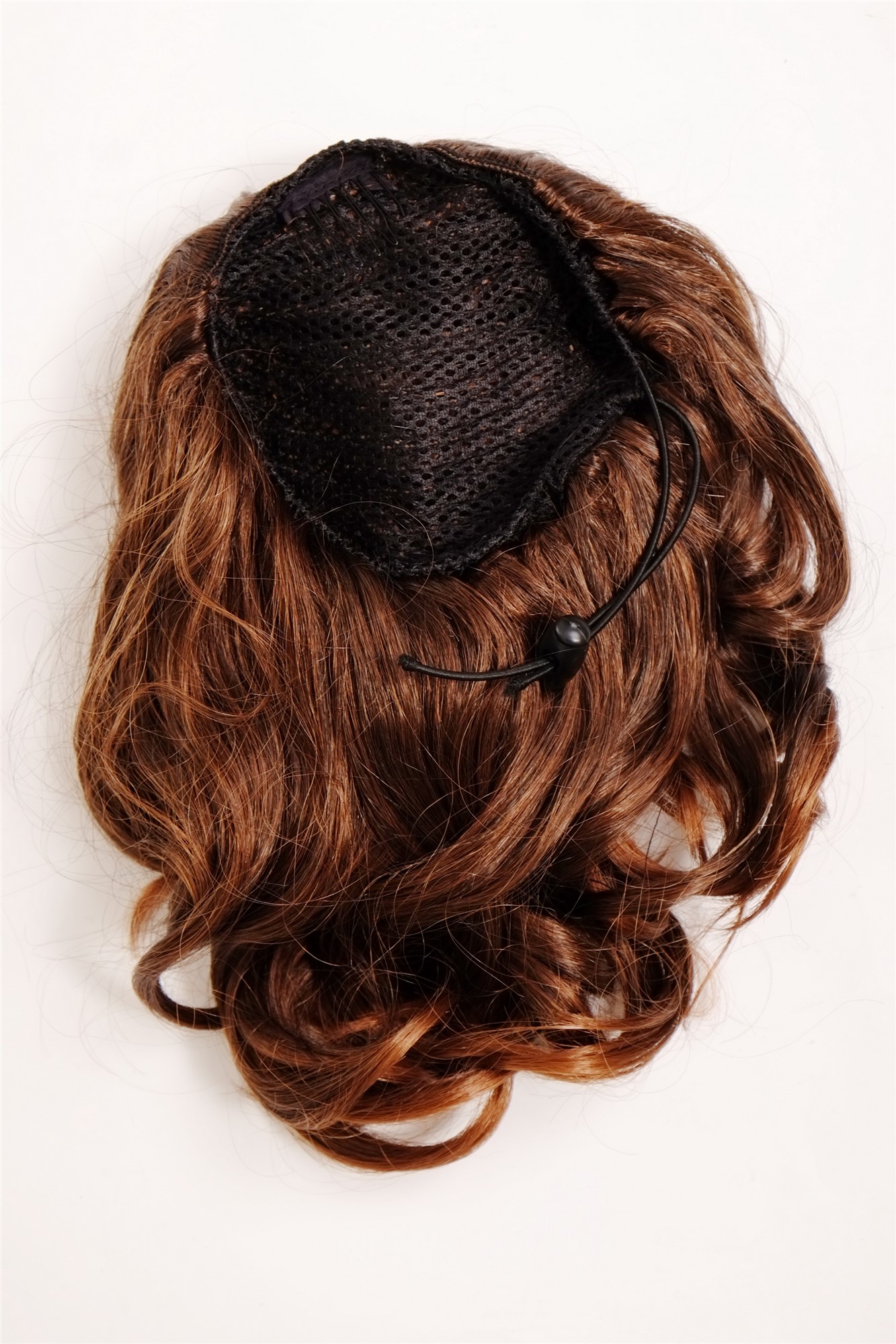 hochwertiges Haarteil gewellt halblang 1 Kamm + Gummizug Braun-Mix Modell: JL-3023, Ansicht 4, WIG ME UP: Ihr Perücken Online Shop welliges Zopf-Haarteil Braun-Mix 35 cm lang