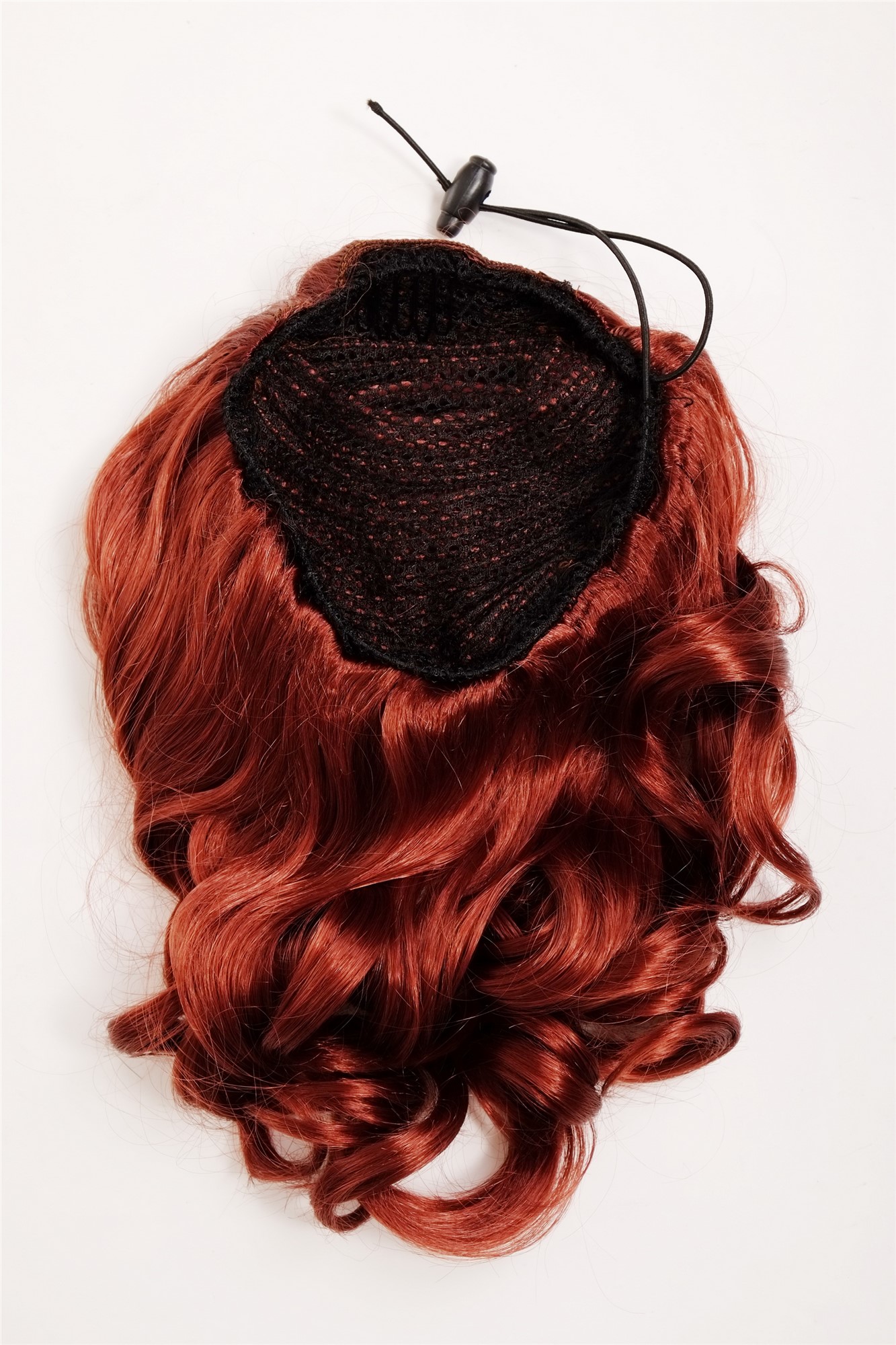 Ponytails, dark copper red, wavy, shoulder-length