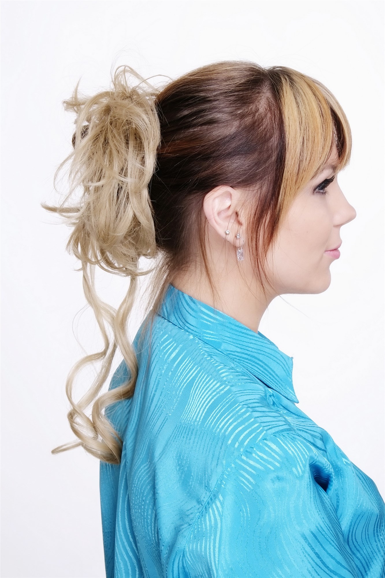Hair Piece baroque voluminous wild curled scrunchy comb ash blonde YZF-3072HT, view 2, WIG ME UP: Your Perücken Online Shop Ponytails, Blonde, curled, shoulder-length