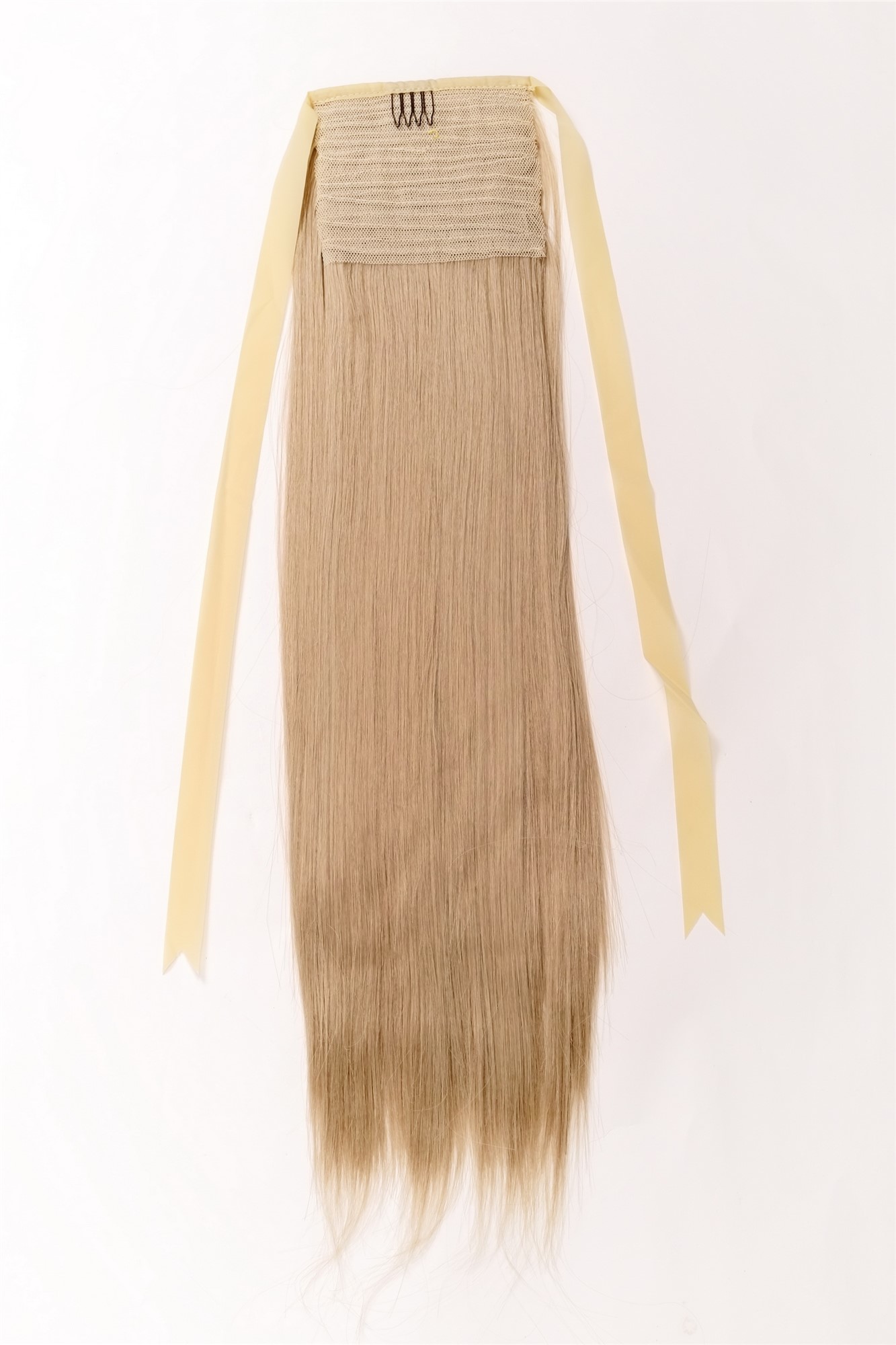 hochwertiges Haarteil glatt lang Befestigung mit Bändchen & Klammer Aschblond C9429-24, Ansicht 4, WIG ME UP: Ihr Perücken Online Shop glattes Zopf-Haarteil Hell-Aschblond 60 cm lang