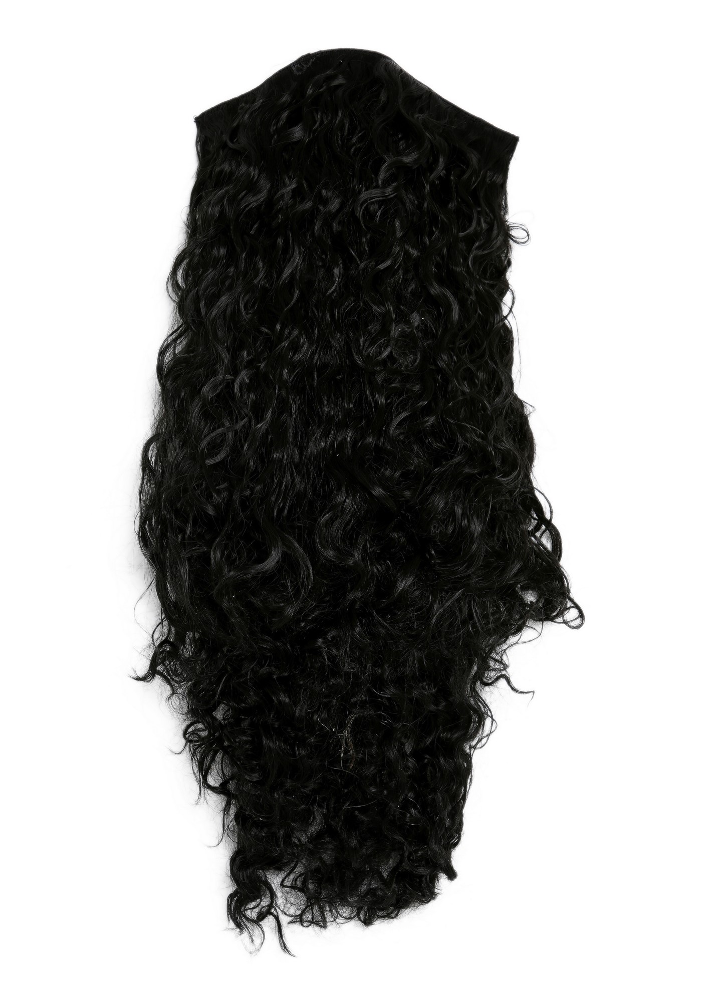Clip-in Haarteil Halbperücke lockig Locken Schwarz L901-1B, Vorderansicht, WIG ME UP: Ihr Perücken Online Shop lockige Halbperücke Samtschwarz 50 cm lang