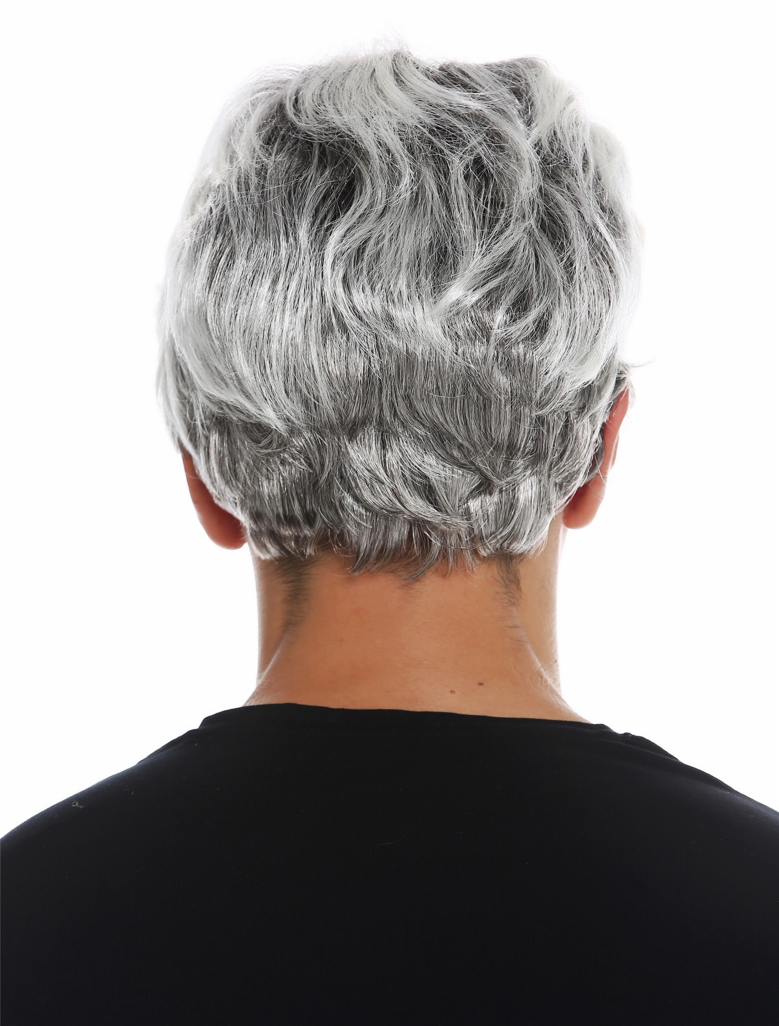 Wig carnival Halloween men short wavy black silver platinum mix highlights 31862, view 5, WIG ME UP: Your Perücken Online Shop Party Wig, Men, black-platinum blonde mix, wavy, short
