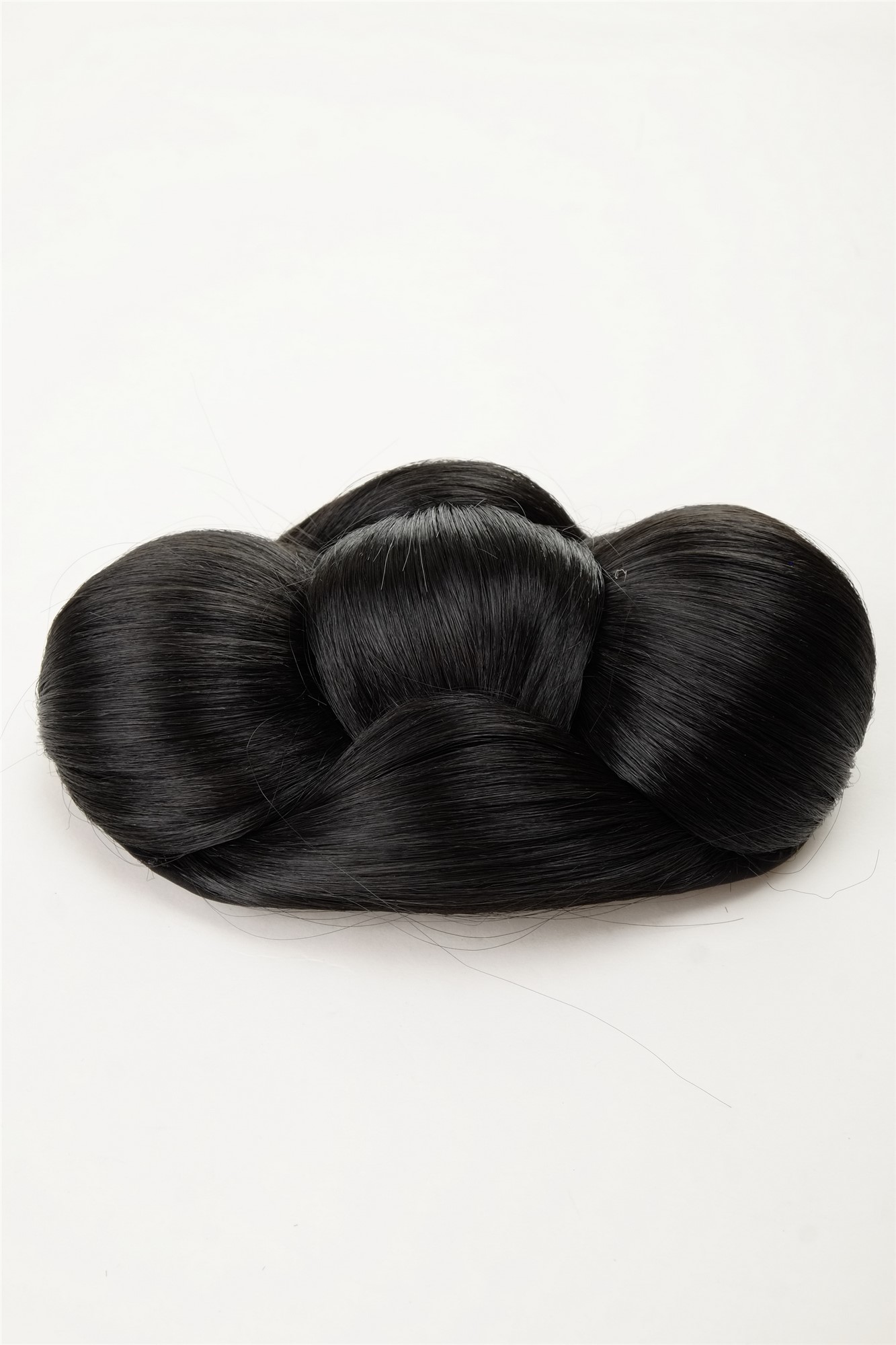 Dutt Haarschleife Haarknoten Schleife Schwarz O2-1B, Ansicht 5, WIG ME UP: Ihr Perücken Online Shop glatter Dutt Haarteil Samtschwarz