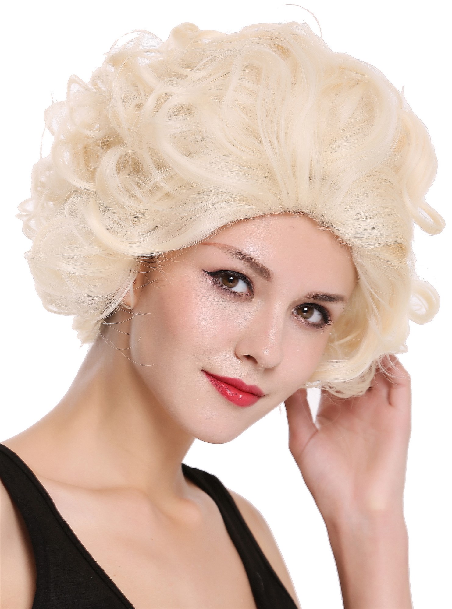 hochwertige Qualitätsperücken, Perücke Locken Lichtblond Voluminös Kurz 3840-88, Ansicht 2, WIG ME UP: Ihr Perücken Online Shop lockige Tressen-Perücke Lichtblond kurze Haare für Damen