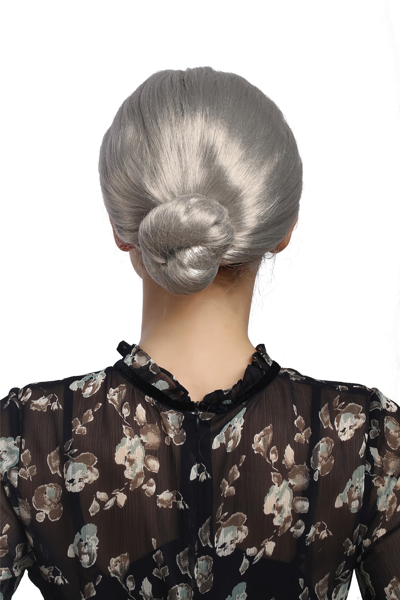 Lady Party Wig Fancy Dress silver grey hairbun Governess Prima Ballerina Grandmother Piano Teacher, view 3, WIG ME UP: Your Perücken Online Shop Party Wig, Ladies, Grey, Braided, short