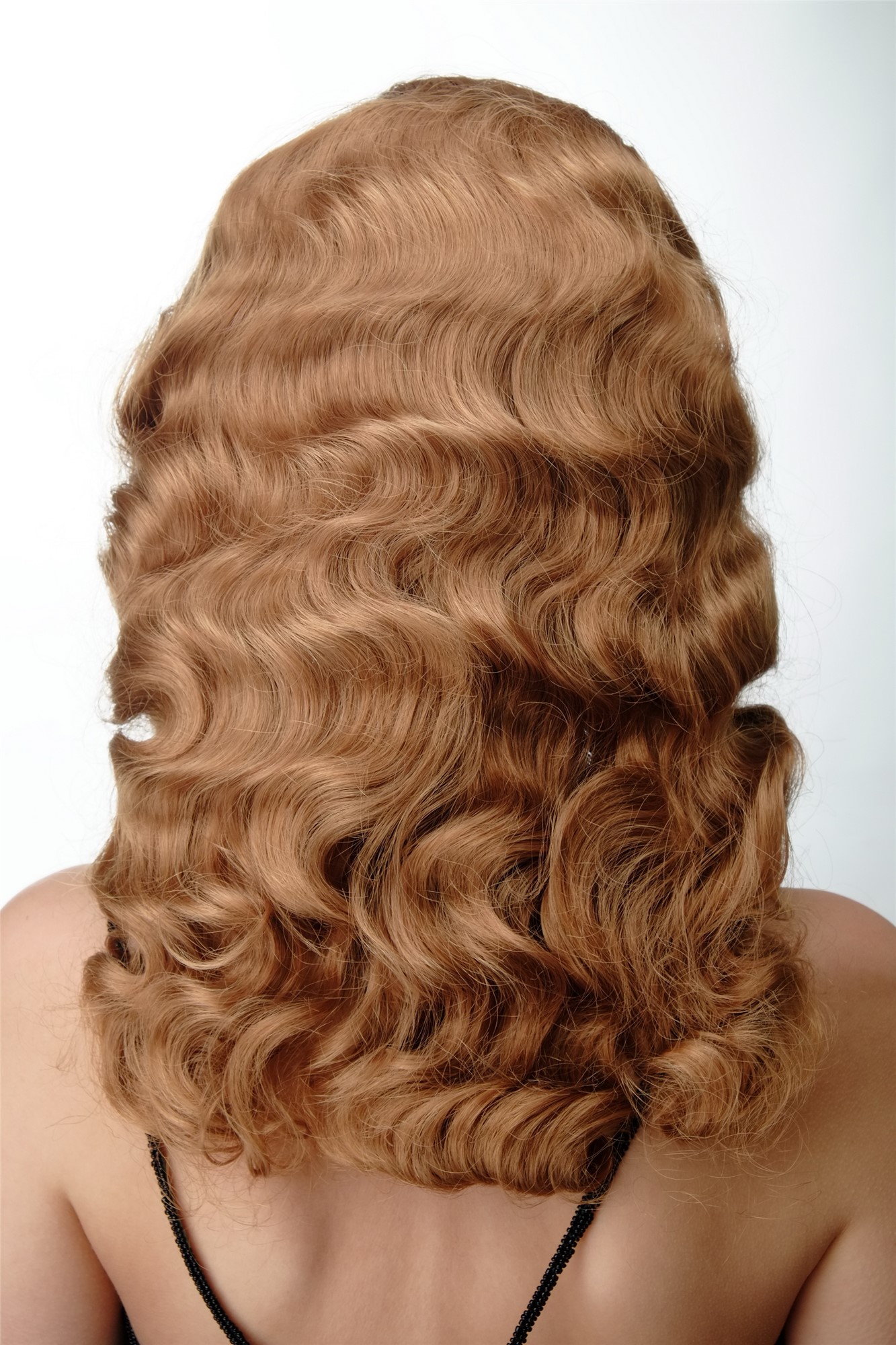 hochwertige Qualitätsperücken, Perücke Diva Wasserwelle Blond Gesträhnt GFW1860-16-27B, Ansicht 4, WIG ME UP: Ihr Perücken Online Shop wellige Tressen-Perücke mit Kopfhaut-Imitat Honigblond-Karamellblond-Mix schulterlange Haare für Damen