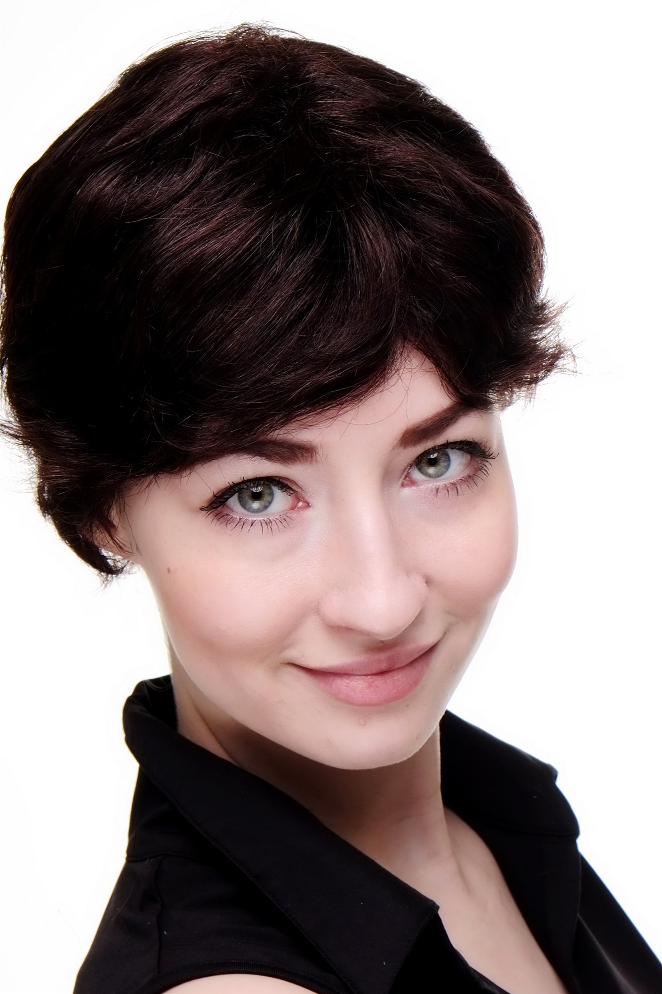 hochwertige Qualitätsperücken, Echthaarperücke Dunkelbraun Kurz Wellig 9908HH-4, Ansicht 4, WIG ME UP: Ihr Perücken Online Shop wellige Tressen-Perücke 100% Echthaar Braun kurze Haare für Damen