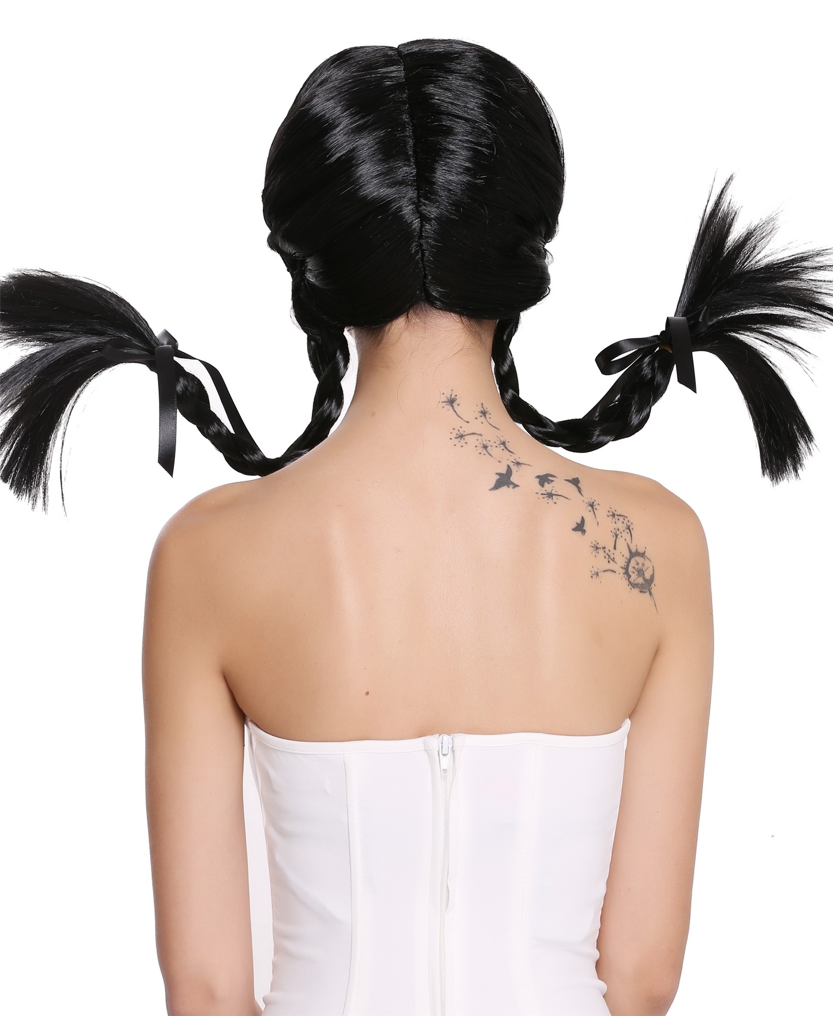 Party Wig, Ladies, Black, Braided, shoulder-length