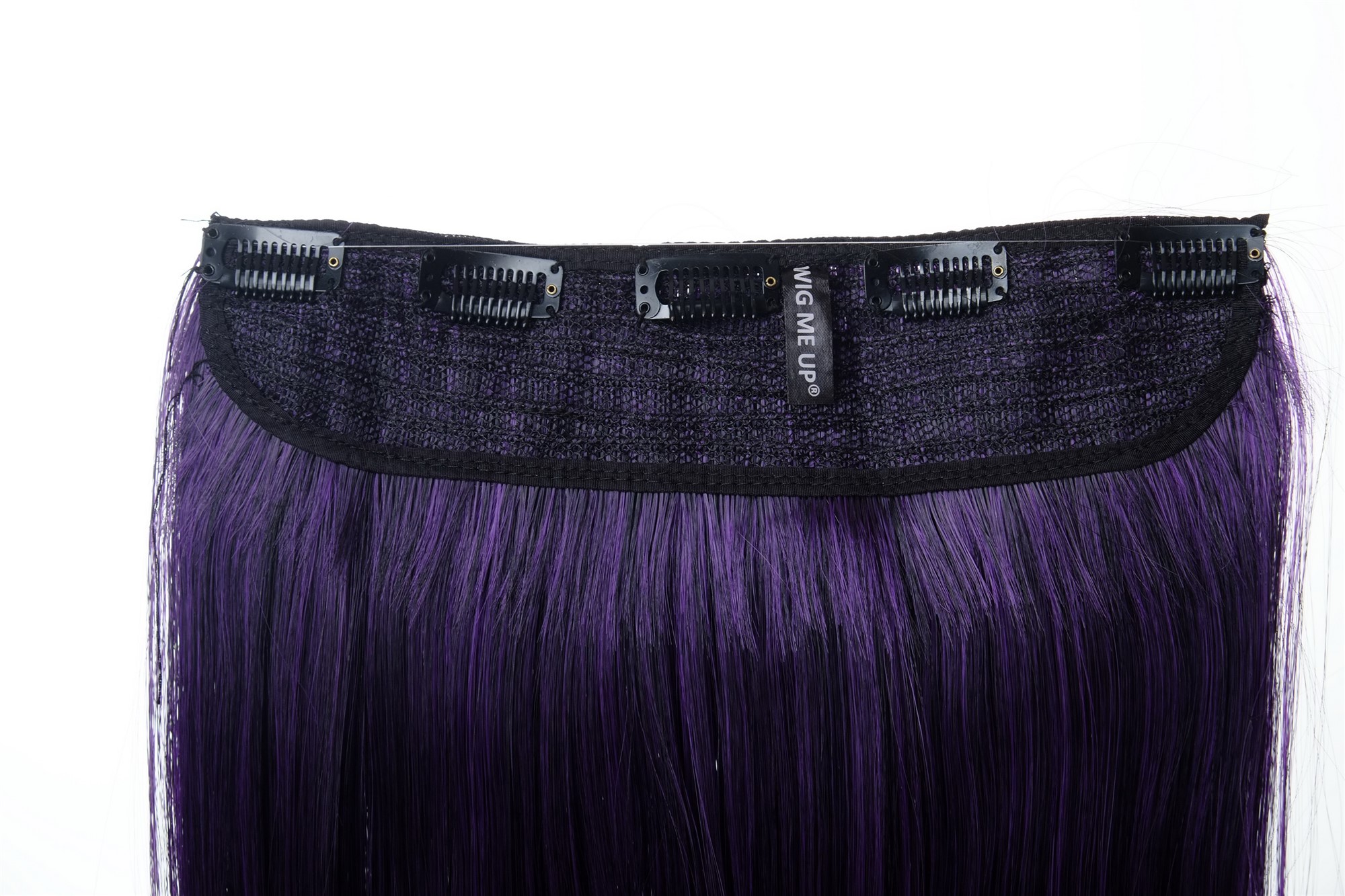 5 Clip-In Extension glatt Ombre Lila Schwarz-Neonviolett-Mix YZF-3179P-1BTT3533, Ansicht 3, WIG ME UP: Ihr Perücken Online Shop glatte Halbperücke Samtschwarz-Neonviolett-Mix 60 cm lang