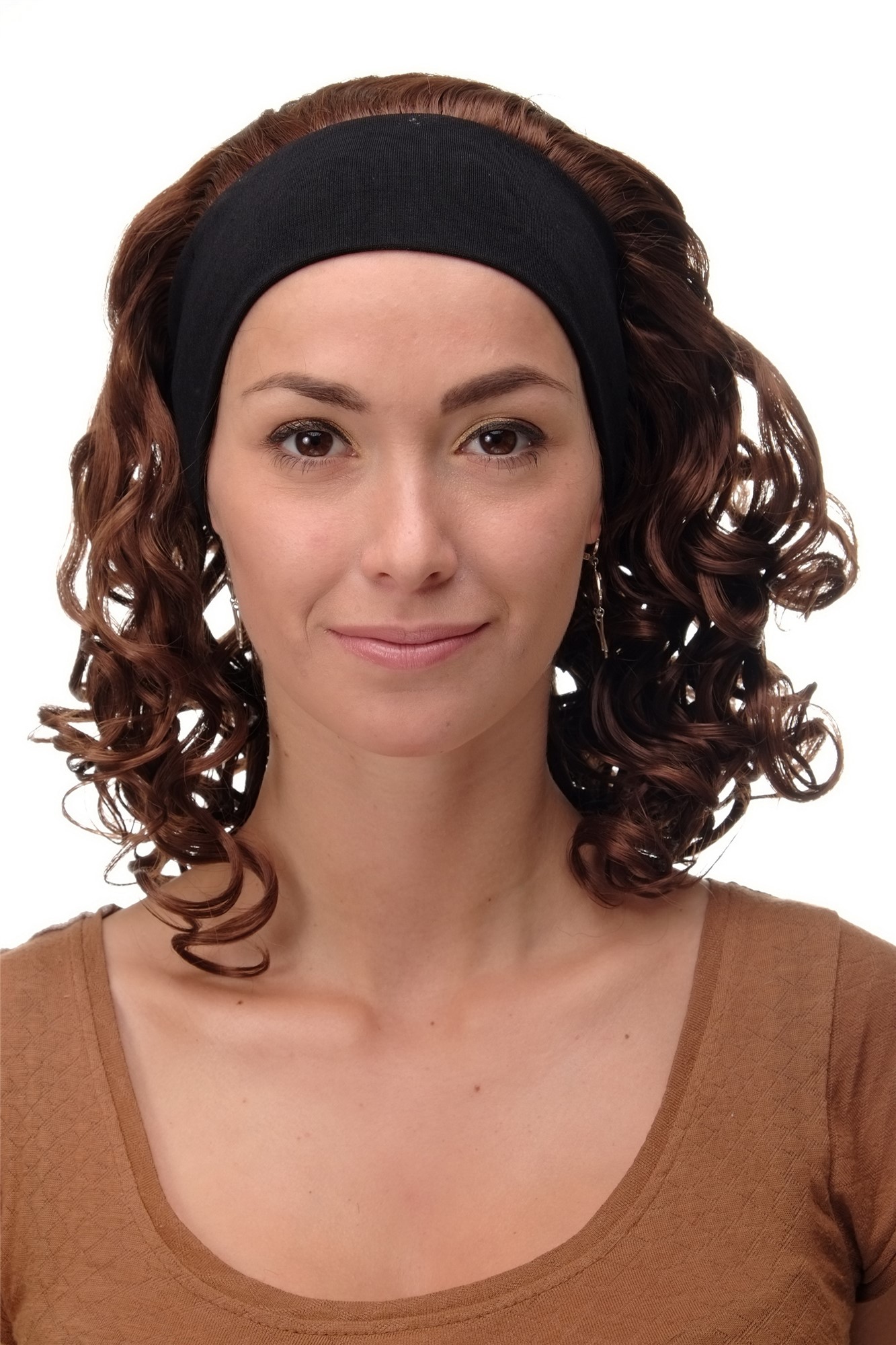 BRO-704-30 Lady  Wig fixed black head band shoulder length very voluminous curled copper brown, view 2, WIG ME UP: Your Perücken Online Shop Quality Wigs, Ladies, copper brown, curled, shoulder-length