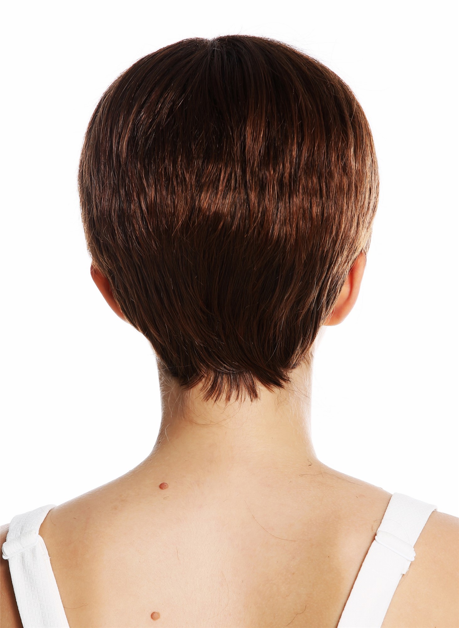 hochwertige Qualitätsperücken, Perücke kurz burschikos Kastanie Braun Mix VK-32-2T30, Ansicht 4, WIG ME UP: Ihr Perücken Online Shop glatte Tressen-Perücke Braun-Mix kurze Haare für Damen