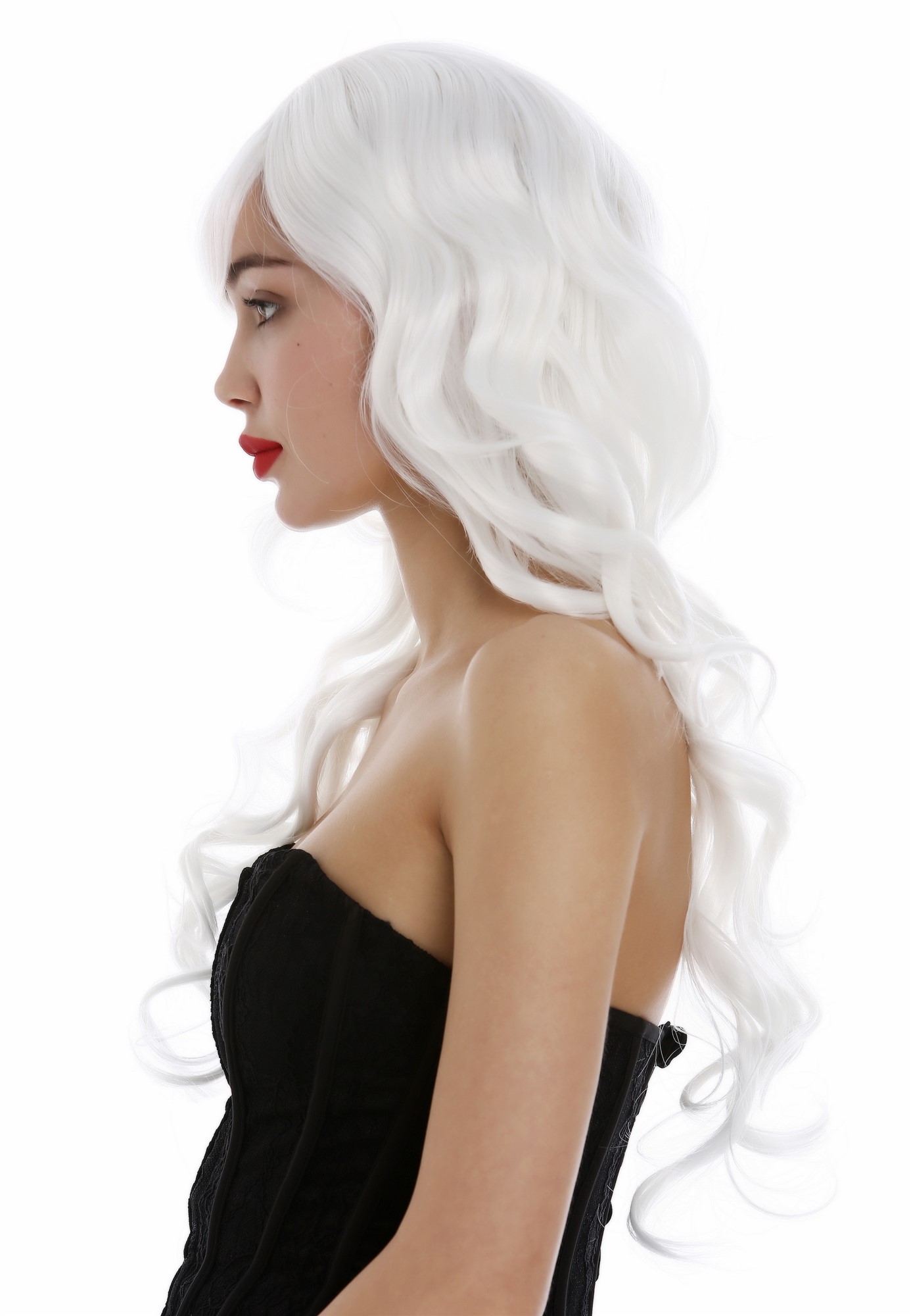 hochwertige Qualitätsperücken, Perücke lang wallendes Haar wellig leicht lockig Blütenweiß Weiß 9204S-1001, Ansicht 3, WIG ME UP: Ihr Perücken Online Shop lockige Tressen-Perücke mit Kopfhaut-Imitat Blütenweiß lange Haare für Damen