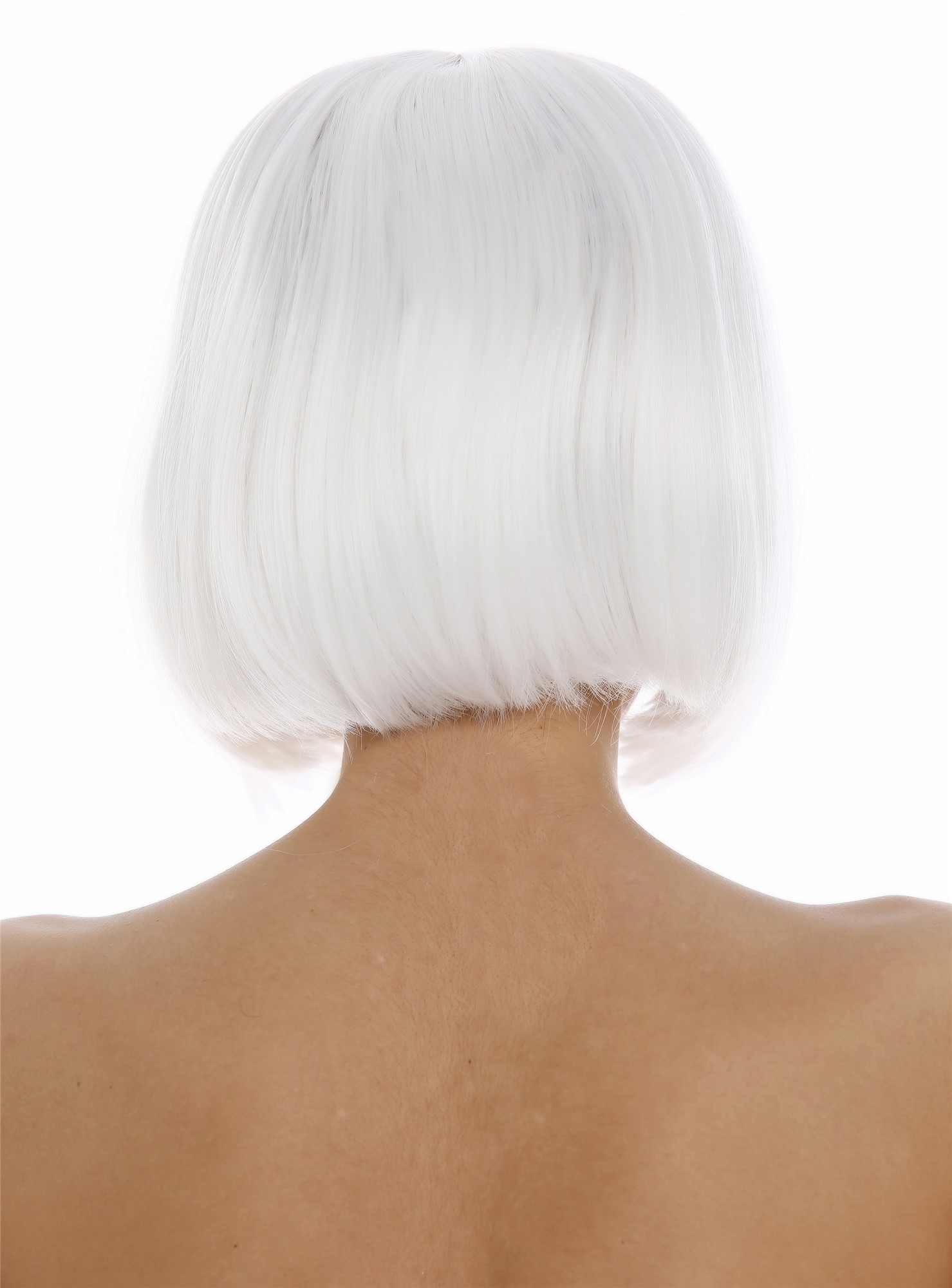 hochwertige Qualitätsperücken, Perücke Damen Bobfrisur Long Bob Pony glatt Weiß 7803-1001, Ansicht 4, WIG ME UP: Ihr Perücken Online Shop glatte Tressen-Perücke Blütenweiß kurze Haare für Damen
