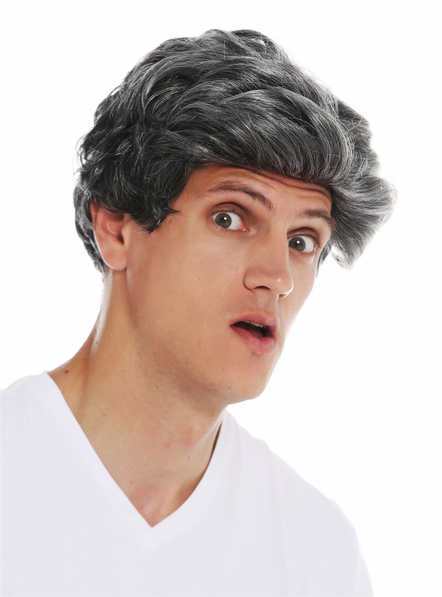 Party Wig, Men, Gray Mix, wavy, short