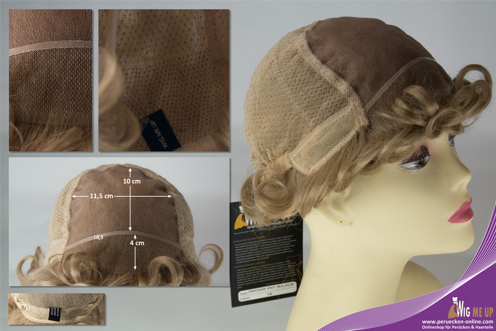 Lady wig monofilament handmade short curls curly dark blonde DW2308-FHT-MF, view 5, WIG ME UP: Your Perücken Online Shop Quality Wigs, Ladies, ash blonde, curled, short