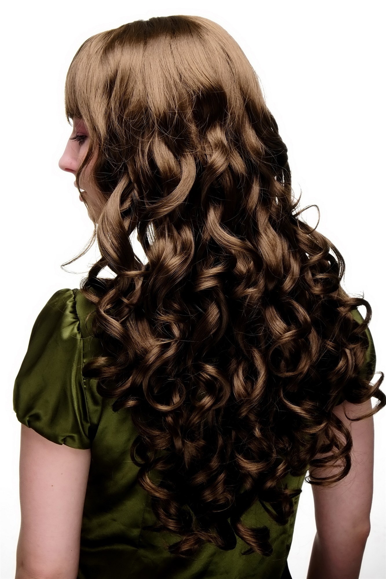 Lady  Wig long straight top with beautful curling ends medium BROWN cute bangs fringe, view 4, WIG ME UP: Your Perücken Online Shop Quality Wigs, Ladies, medium golden brown, curled, long