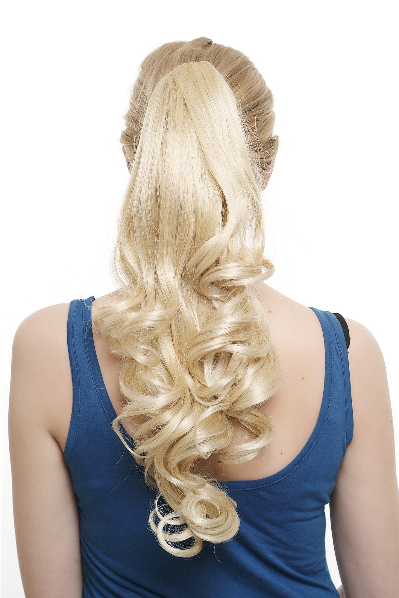 Hairpiece PONYTAIL extension VERY long BEAUTIFUL full curls curly BRIGHT BLOND SA06-1003T, front view, WIG ME UP: Your Perücken Online Shop Ponytails, light blonde, curled, long