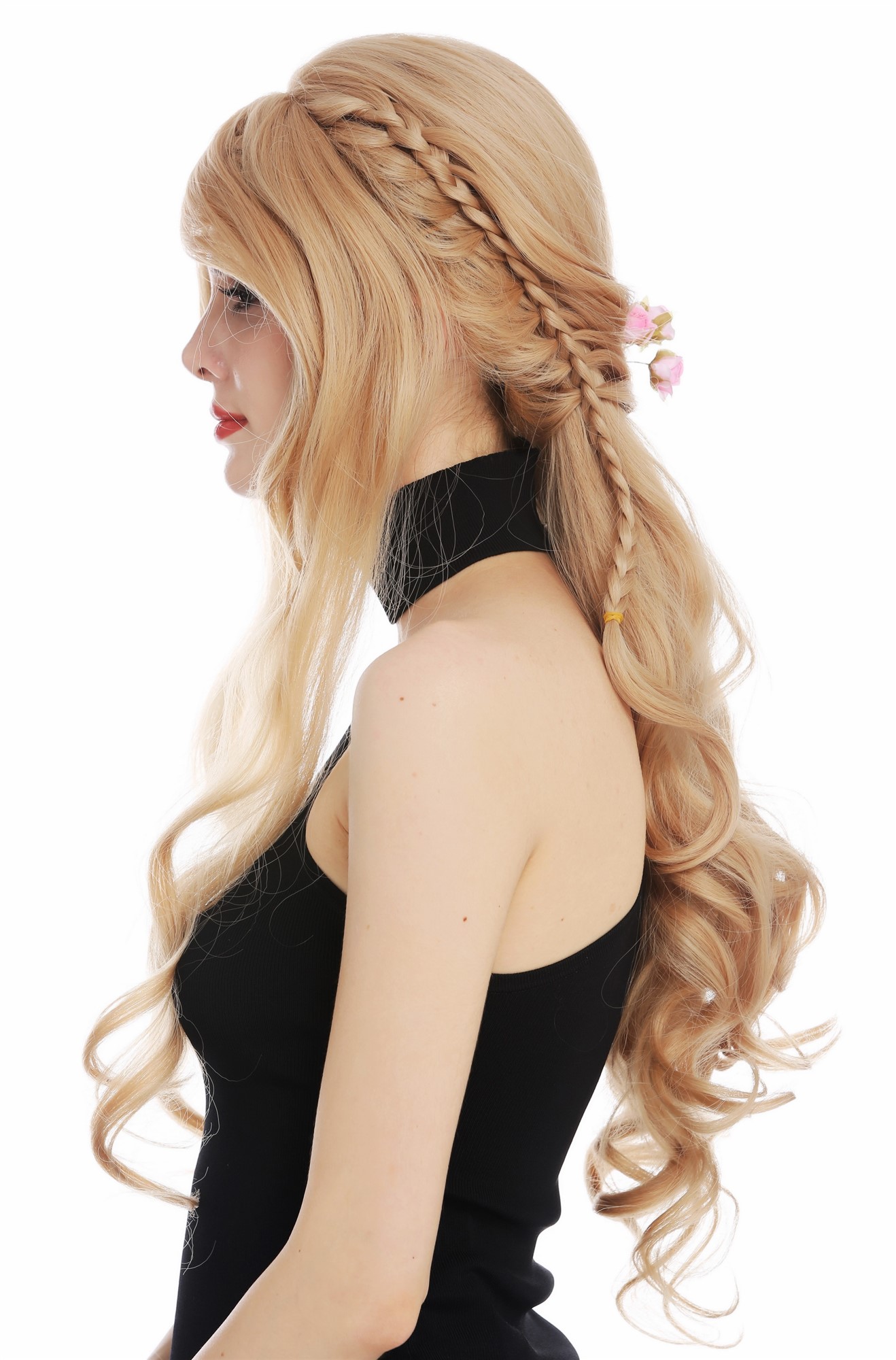 Lady wig lace front long wavy curls elaborately braided blonde WL-5071LS-LF, front view, WIG ME UP: Your Perücken Online Shop Quality Wigs, Ladies, straw blonde, Braided, long