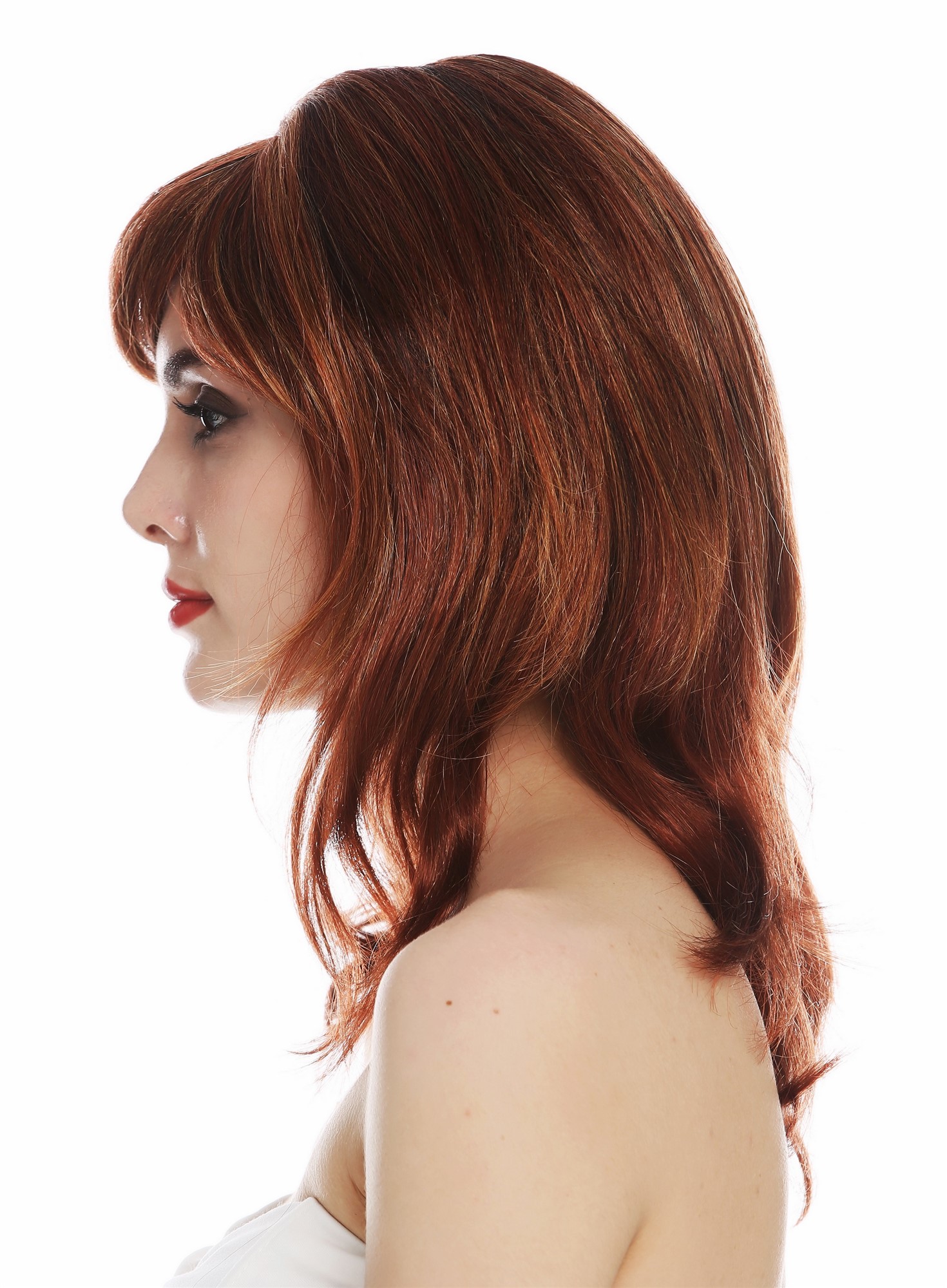 Quality Wigs, Ladies, red-blonde-black mix, straight, shoulder-length