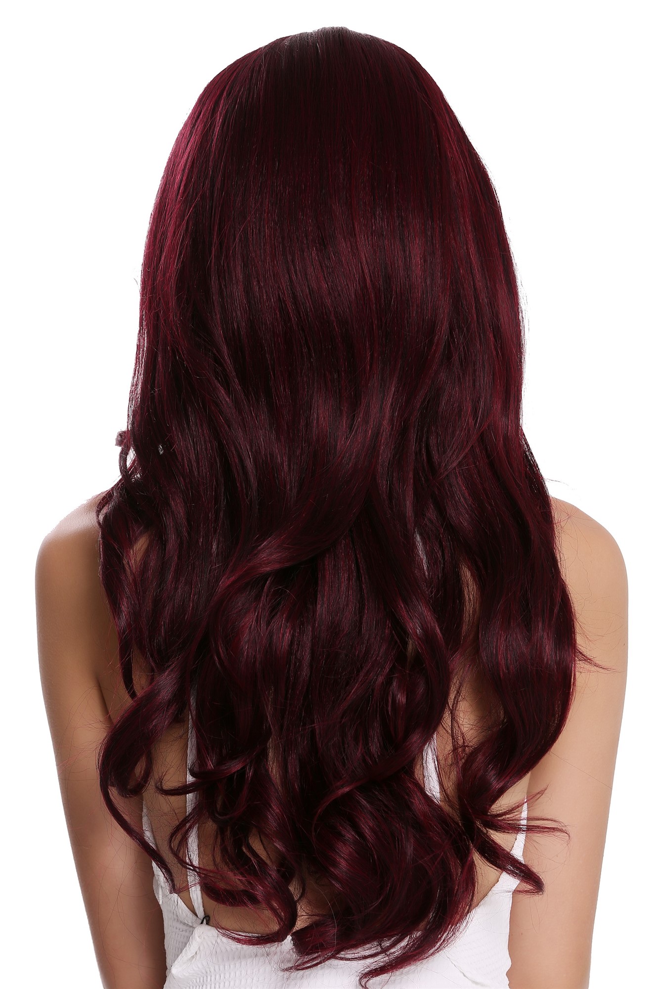 Lady wig long wavy parting lace front monofilament black strreaked red LO1703-MF, view 4, WIG ME UP: Your Perücken Online Shop Quality Wigs, Ladies, black-brown-garnet red mix, wavy, long
