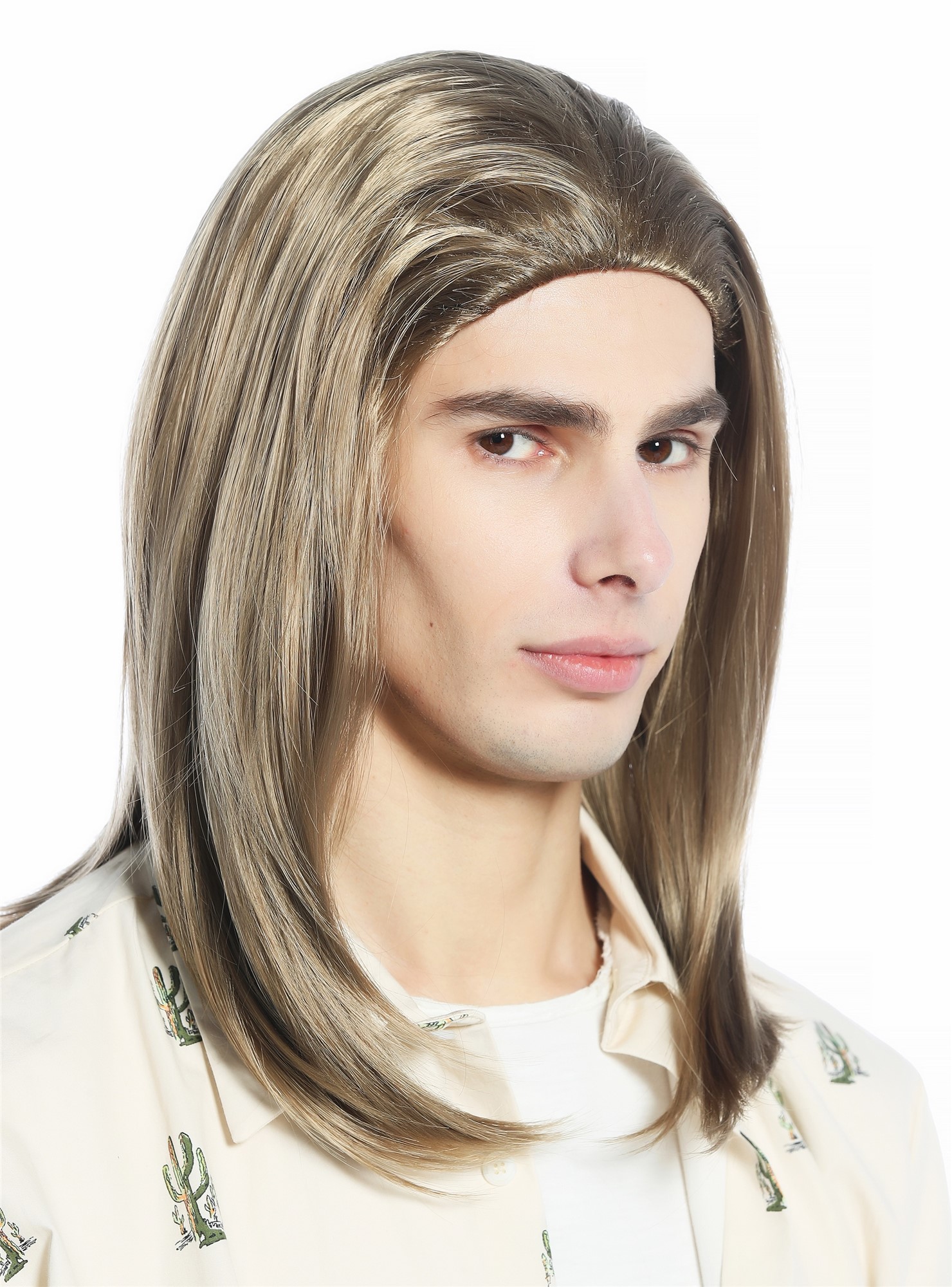 Wig men women medium shoulder length smooth blond Gigolo handsome CW-047, front view, WIG ME UP: Your Perücken Online Shop Party Wig, Unisex, light beige-gold blonde, straight, shoulder-length