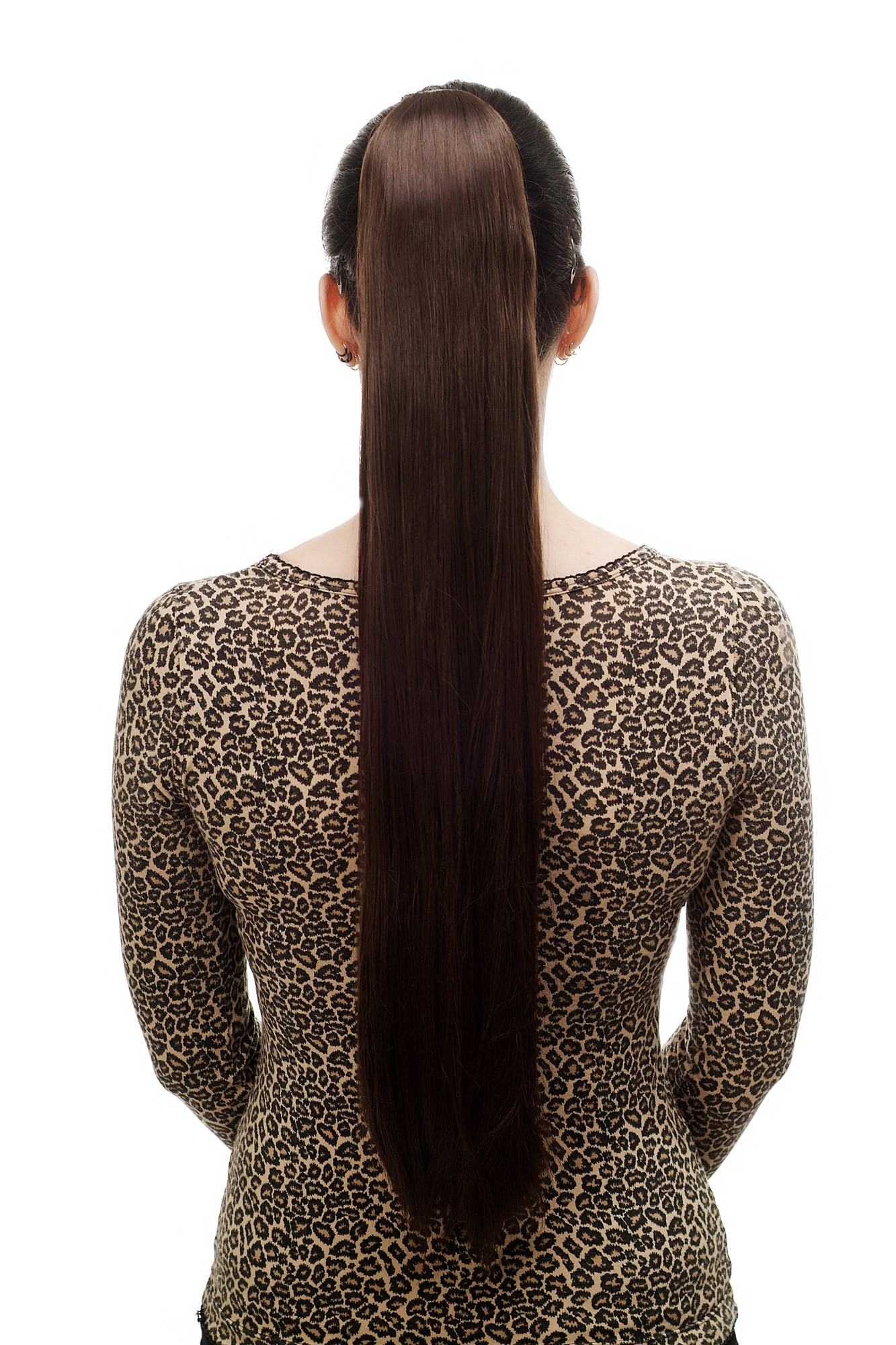 Hairpiece PONYTAIL with Claw Clamp/Clip extremely long straight & smooth chocolate brown 70 cm, front view, WIG ME UP: Your Perücken Online Shop Ponytails, Brown, straight, long