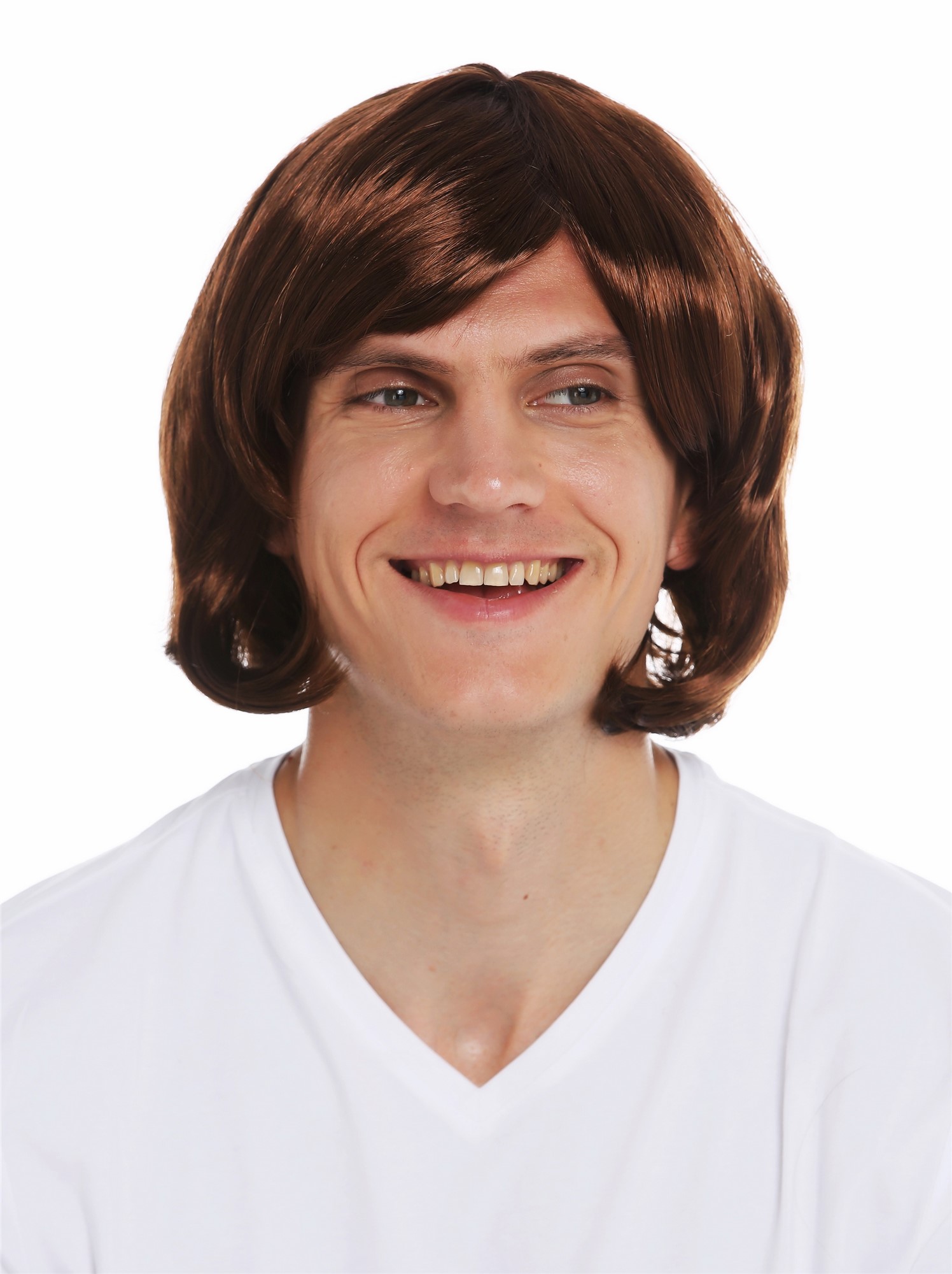 Wig carnival Halloween men middle ages minstrel crooner trashy hairstyle 2623, view 2, WIG ME UP: Your Perücken Online Shop Party Wig, Unisex, mahogany brown, wavy, short