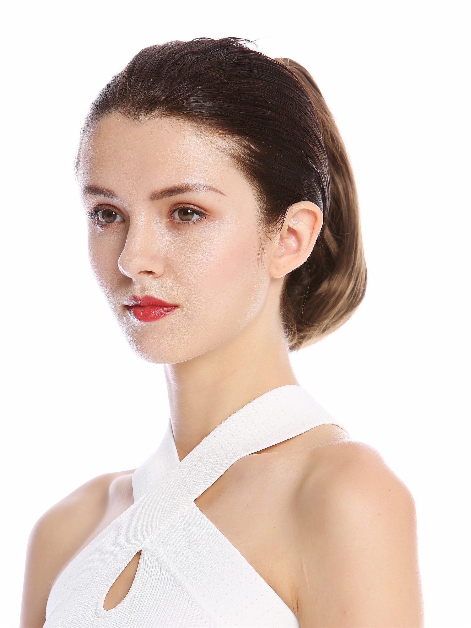 Ponytail Hairpiece short straight smooth but voluminous medium brown 10" 622, view 3, WIG ME UP: Your Perücken Online Shop Ponytails, medium golden brown, wavy, short